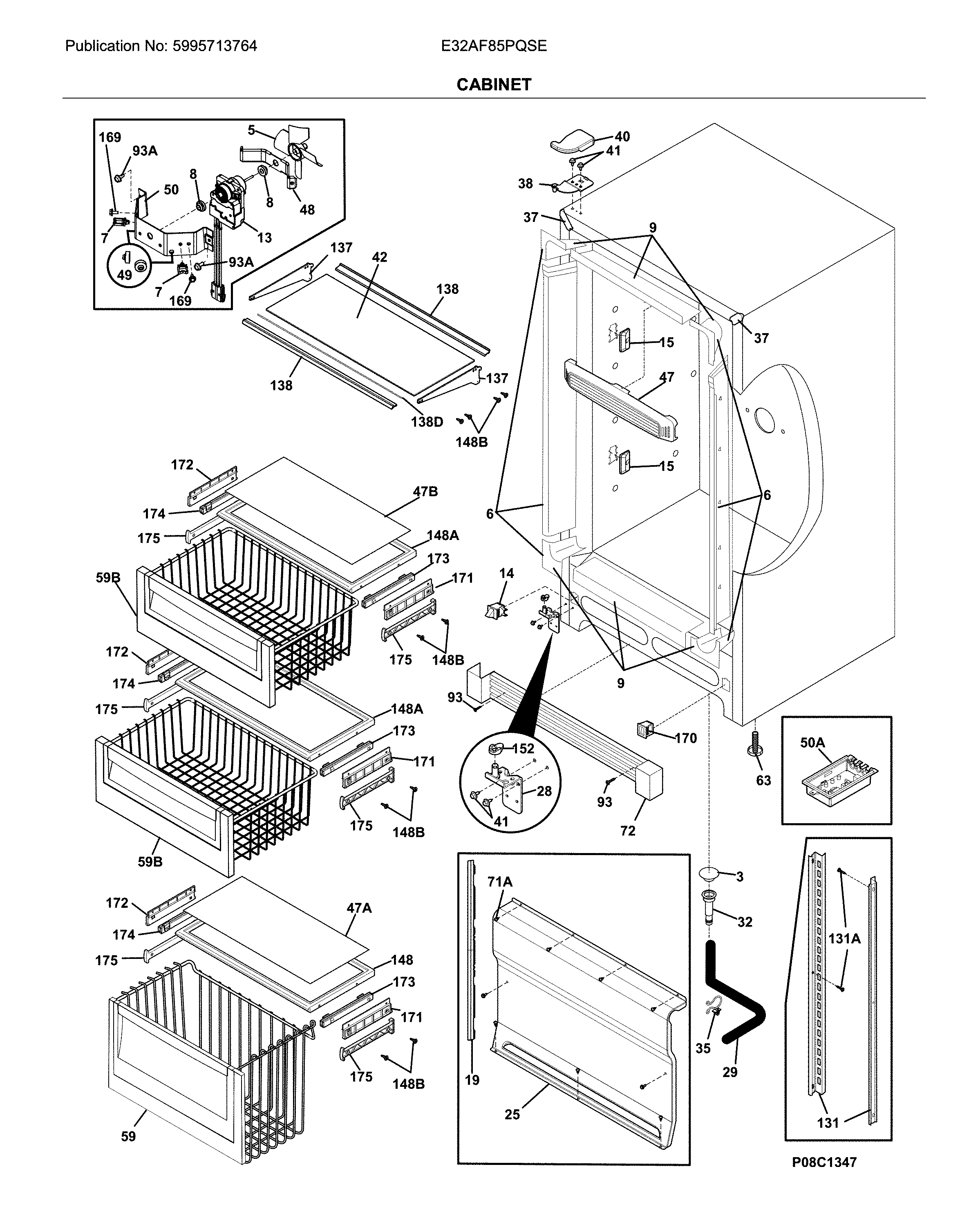 Electrolux E32AF85PQSE cabinet diagram