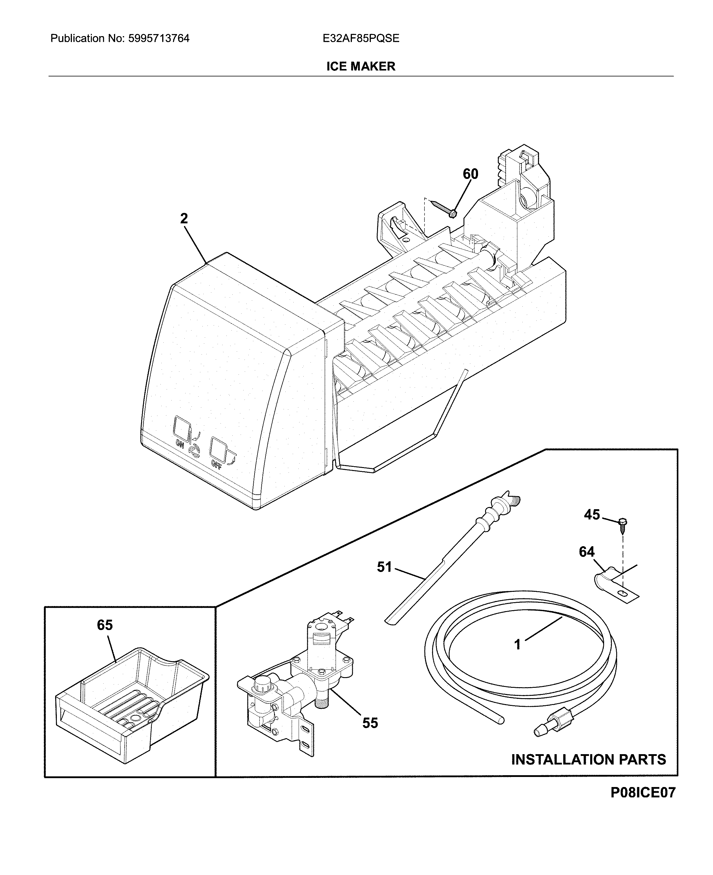 Electrolux E32AF85PQSE ice maker diagram