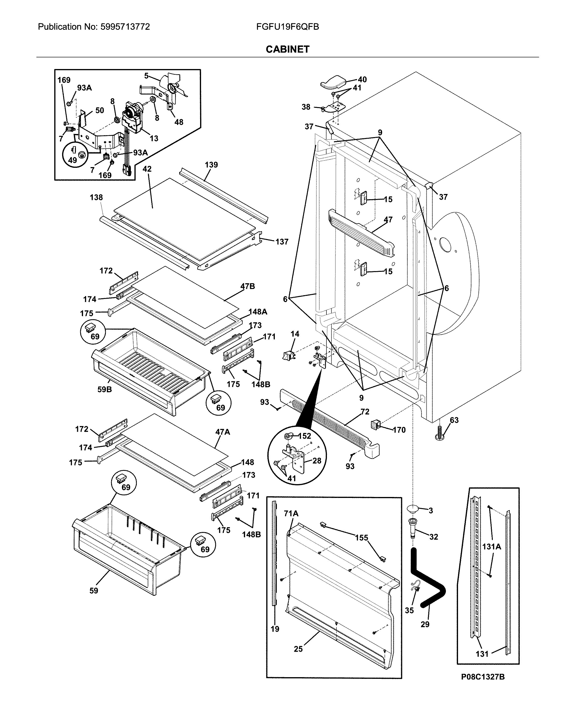 Frigidaire FGFU19F6QFB cabinet diagram