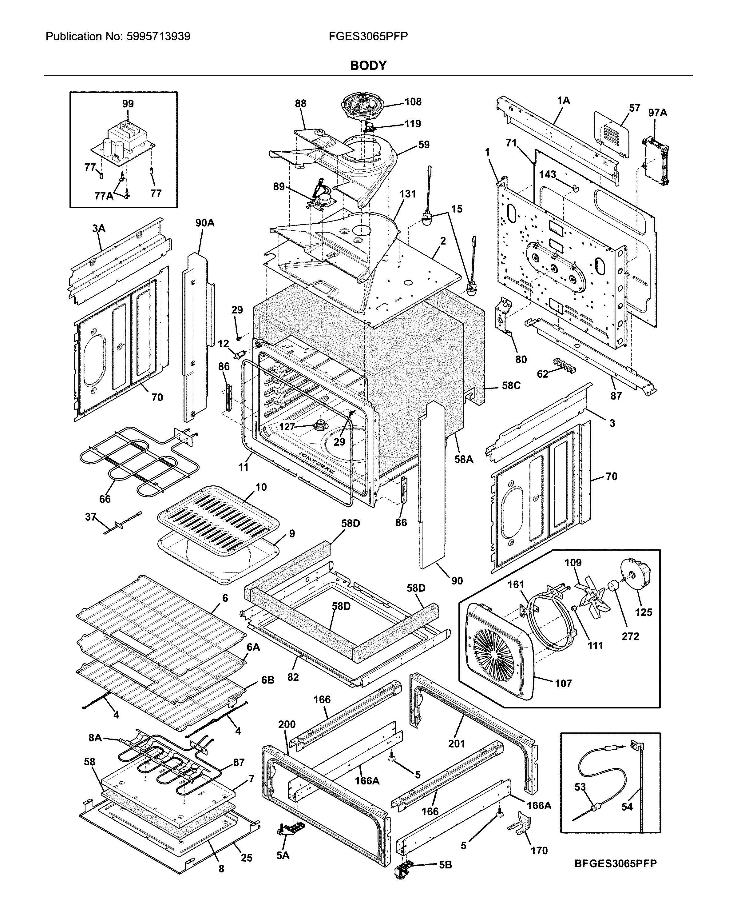 Frigidaire FGES3065PFP body diagram