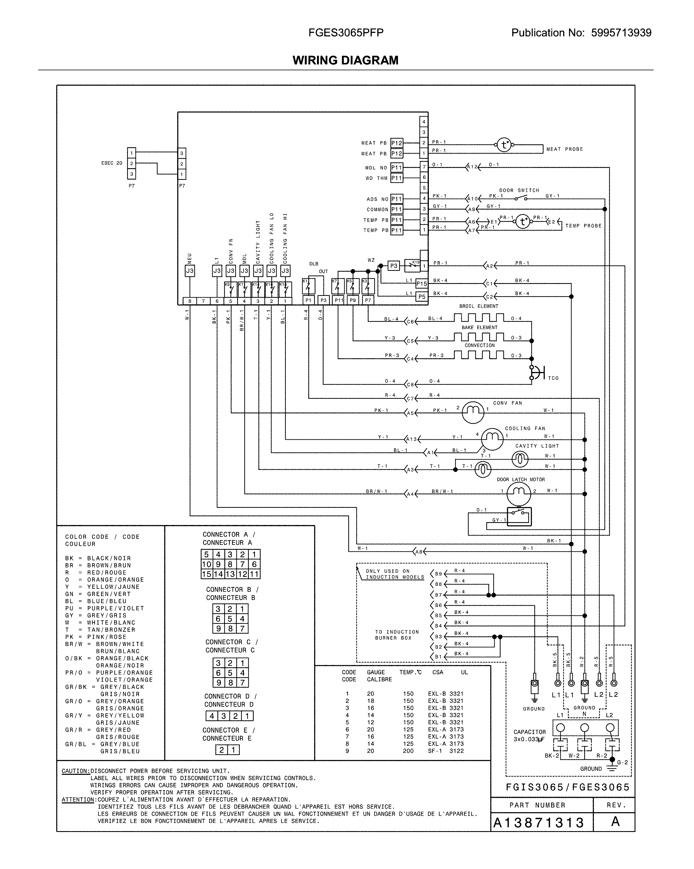 Frigidaire FGES3065PFP wiring diagram diagram