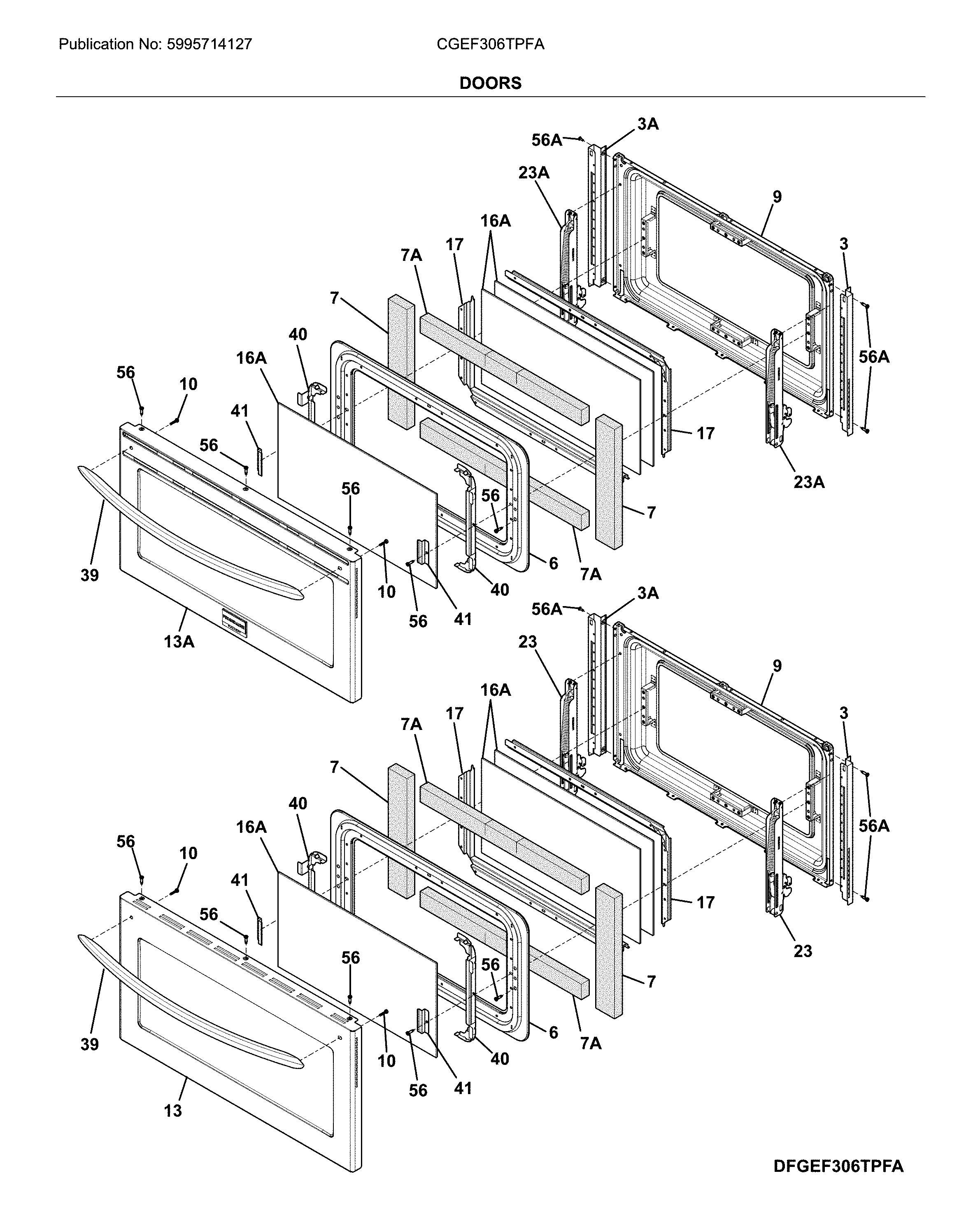 Frigidaire CGEF306TPFA doors diagram