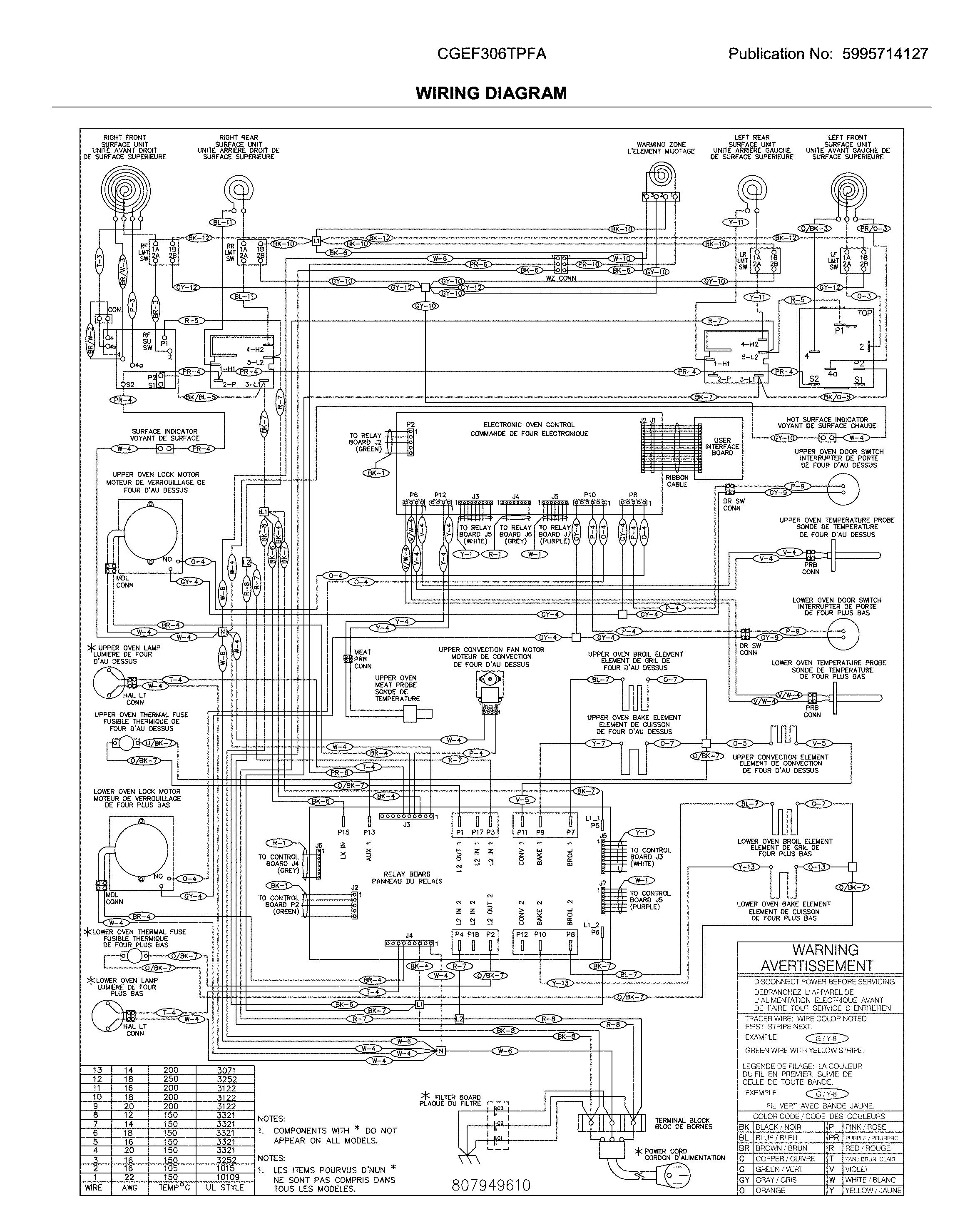 Frigidaire CGEF306TPFA wiring diagram diagram