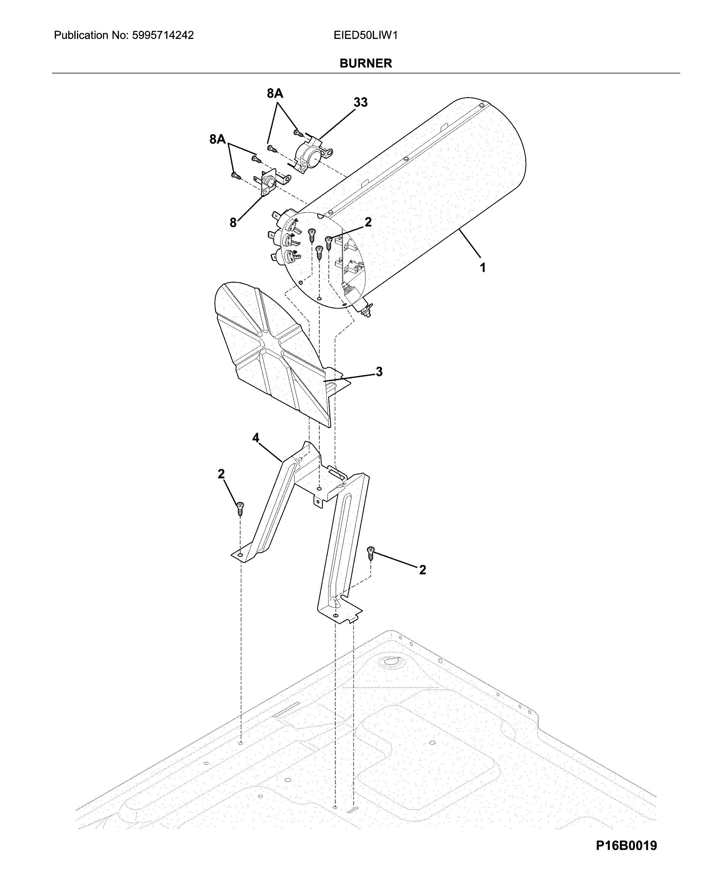 Electrolux EIED50LIW1 burner diagram