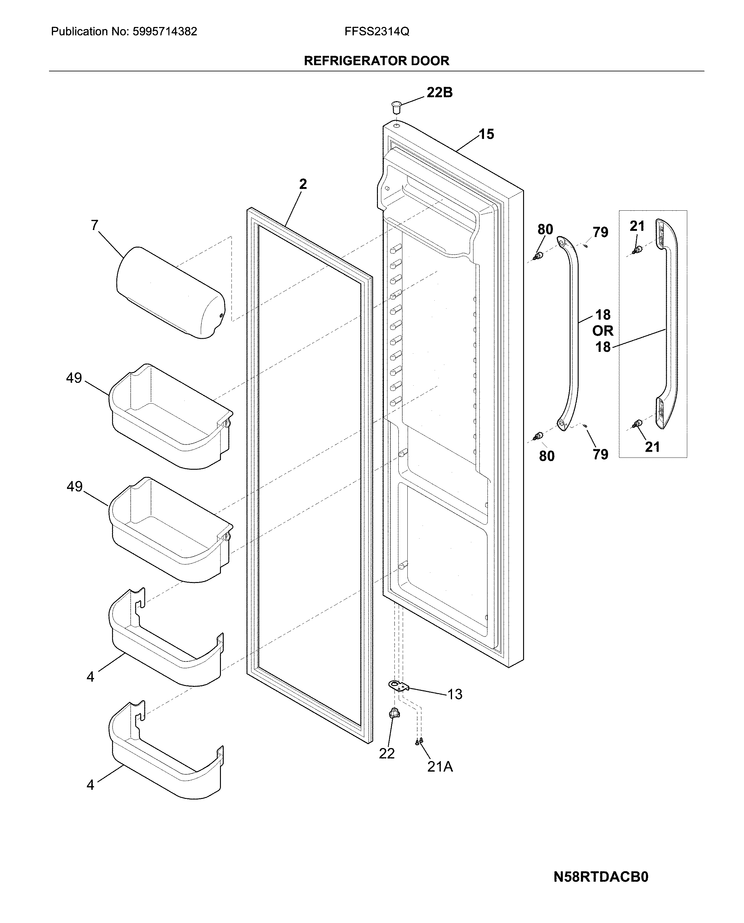 Frigidaire FFSS2314QE0 refrigerator door diagram