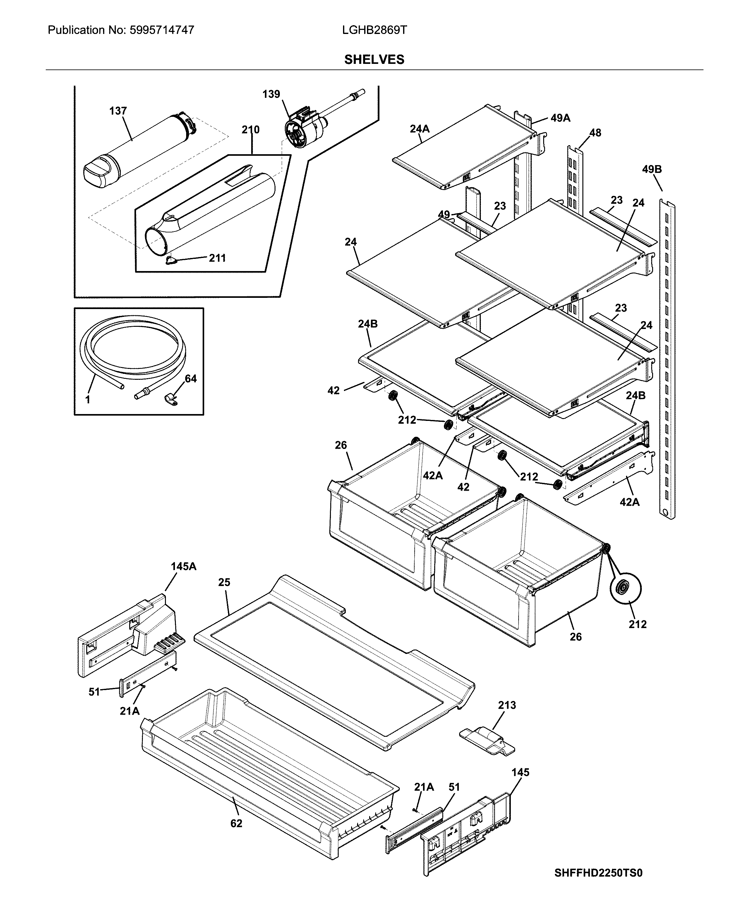 Frigidaire LGHB2869TF1 shelves diagram