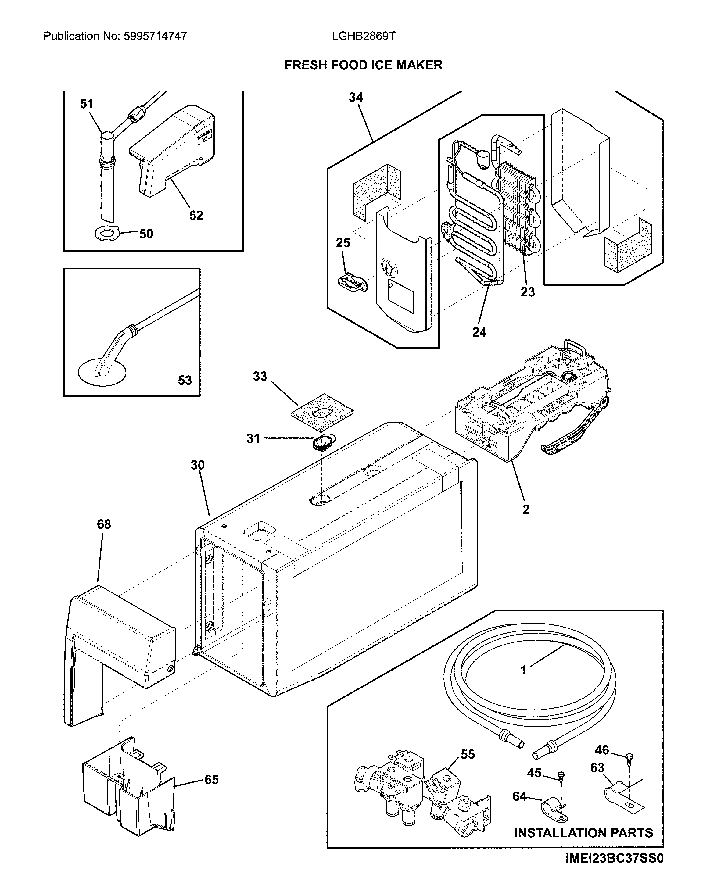 Frigidaire LGHB2869TF1 fresh food ice maker diagram
