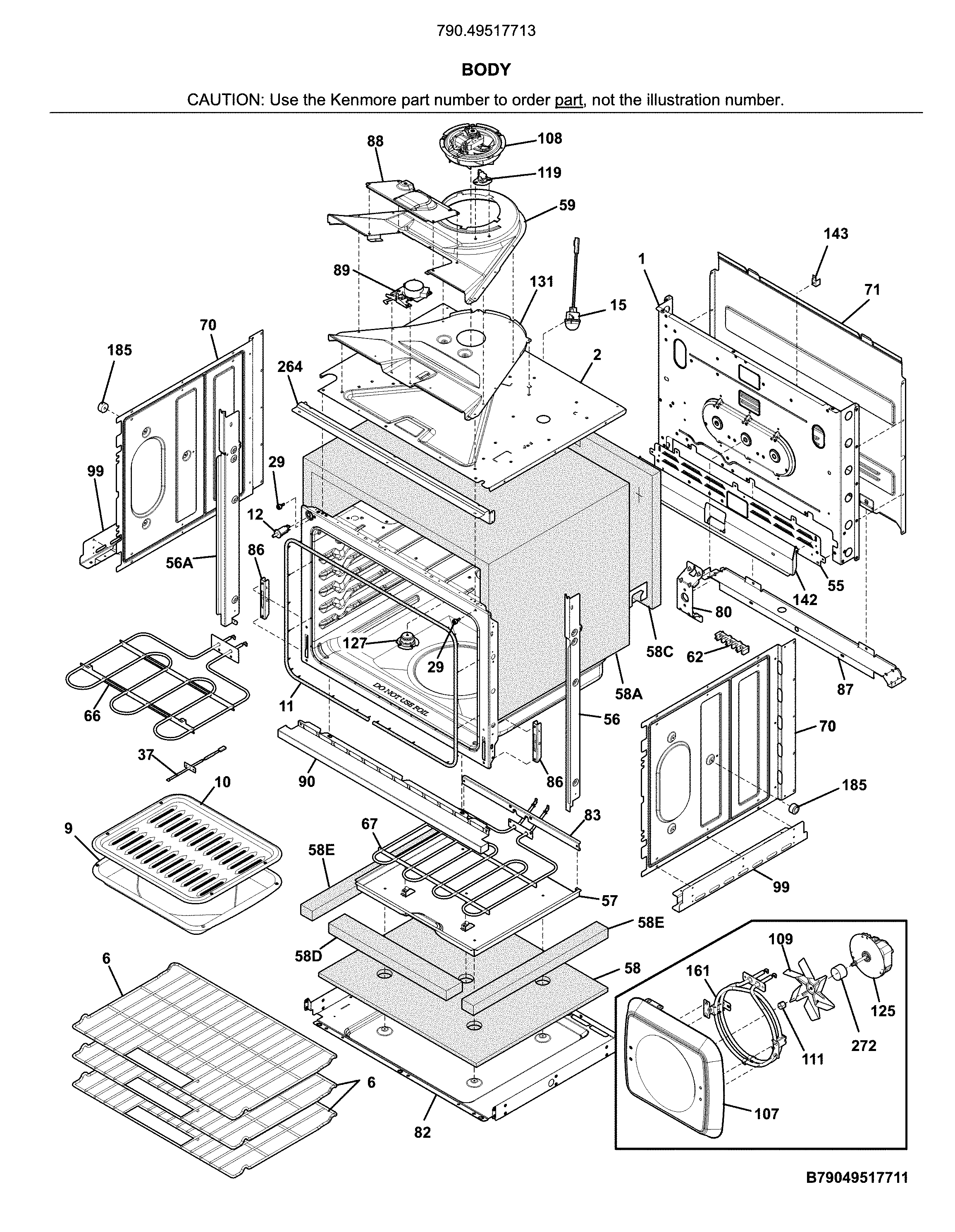 Kenmore 79049517713 body diagram