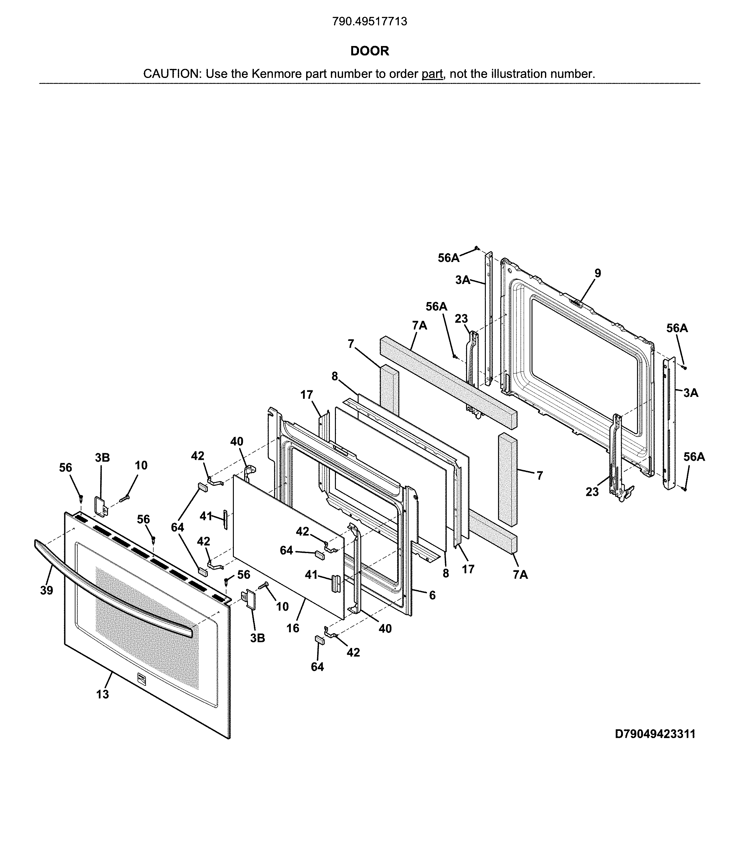 Kenmore 79049517713 door diagram