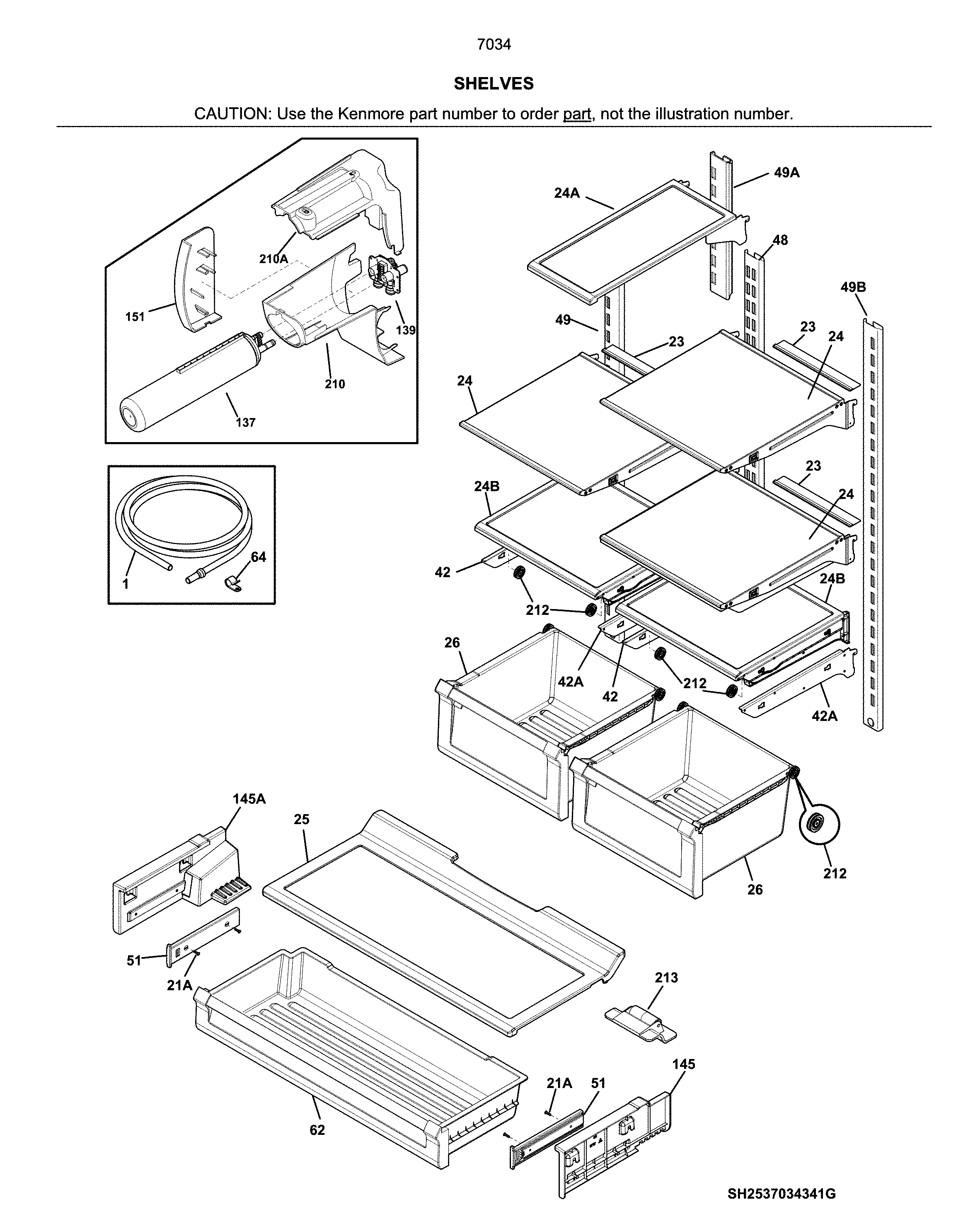 Kenmore 2537034941J shelves diagram