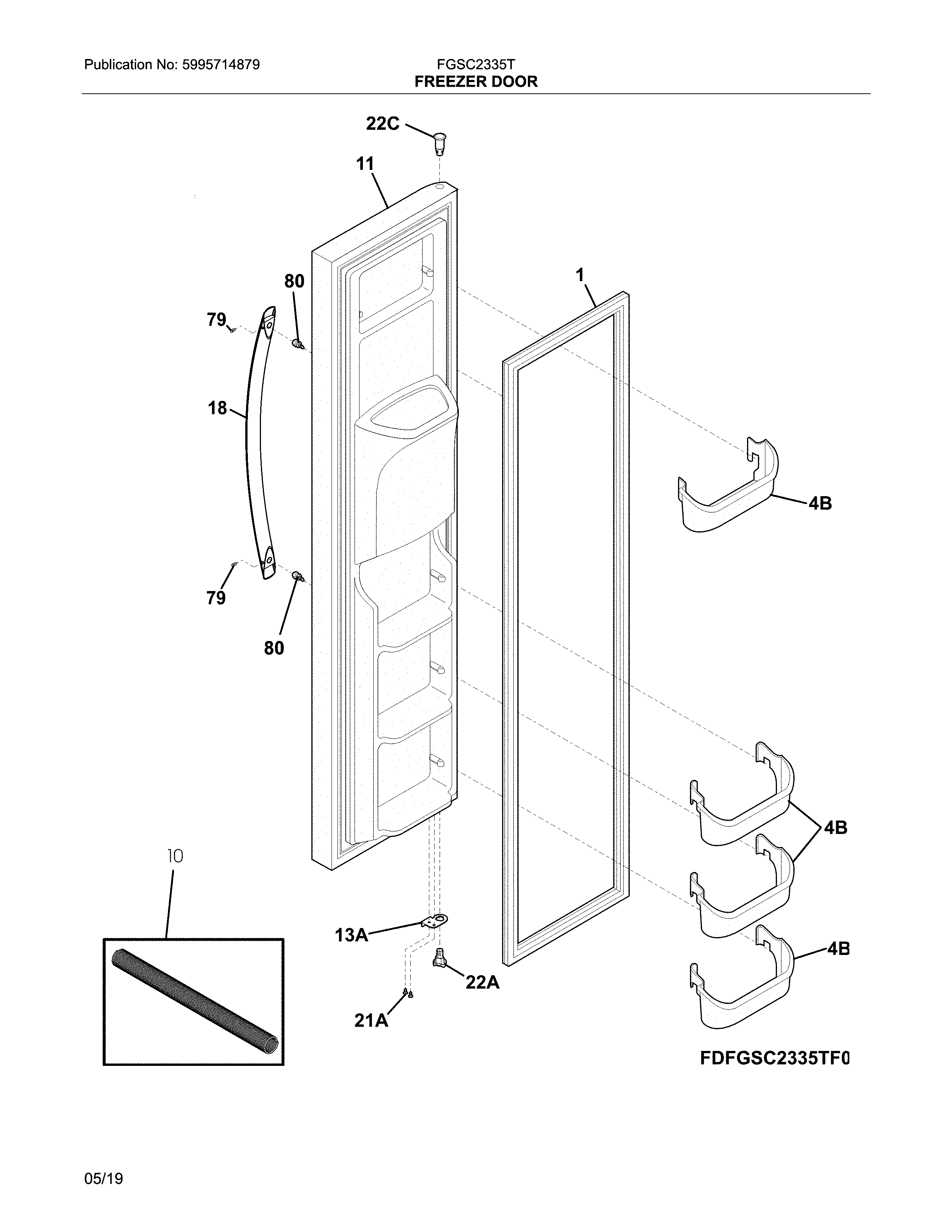 Frigidaire FGSC2335TD8 freezer door diagram