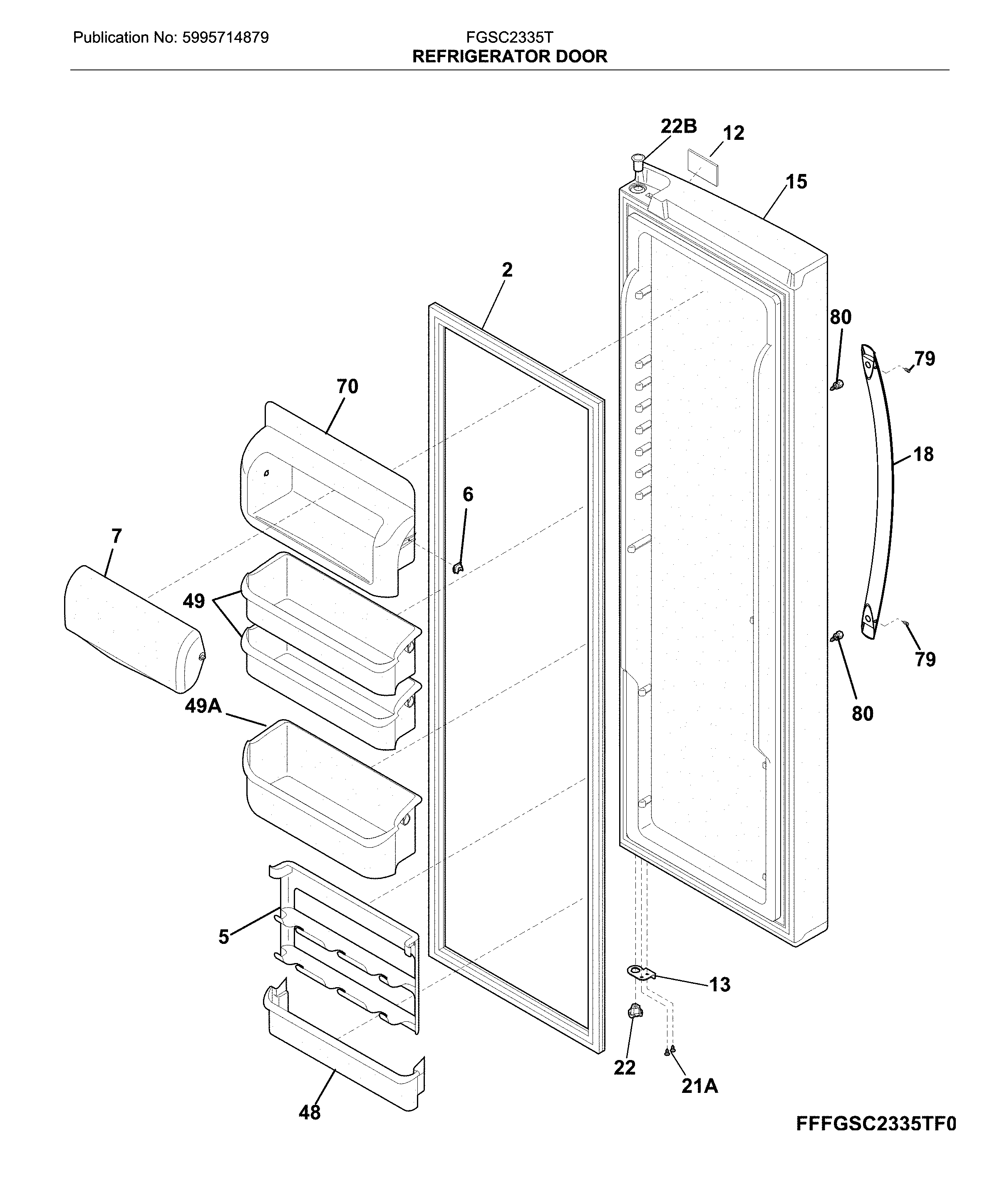 Frigidaire FGSC2335TD8 fresh food door diagram