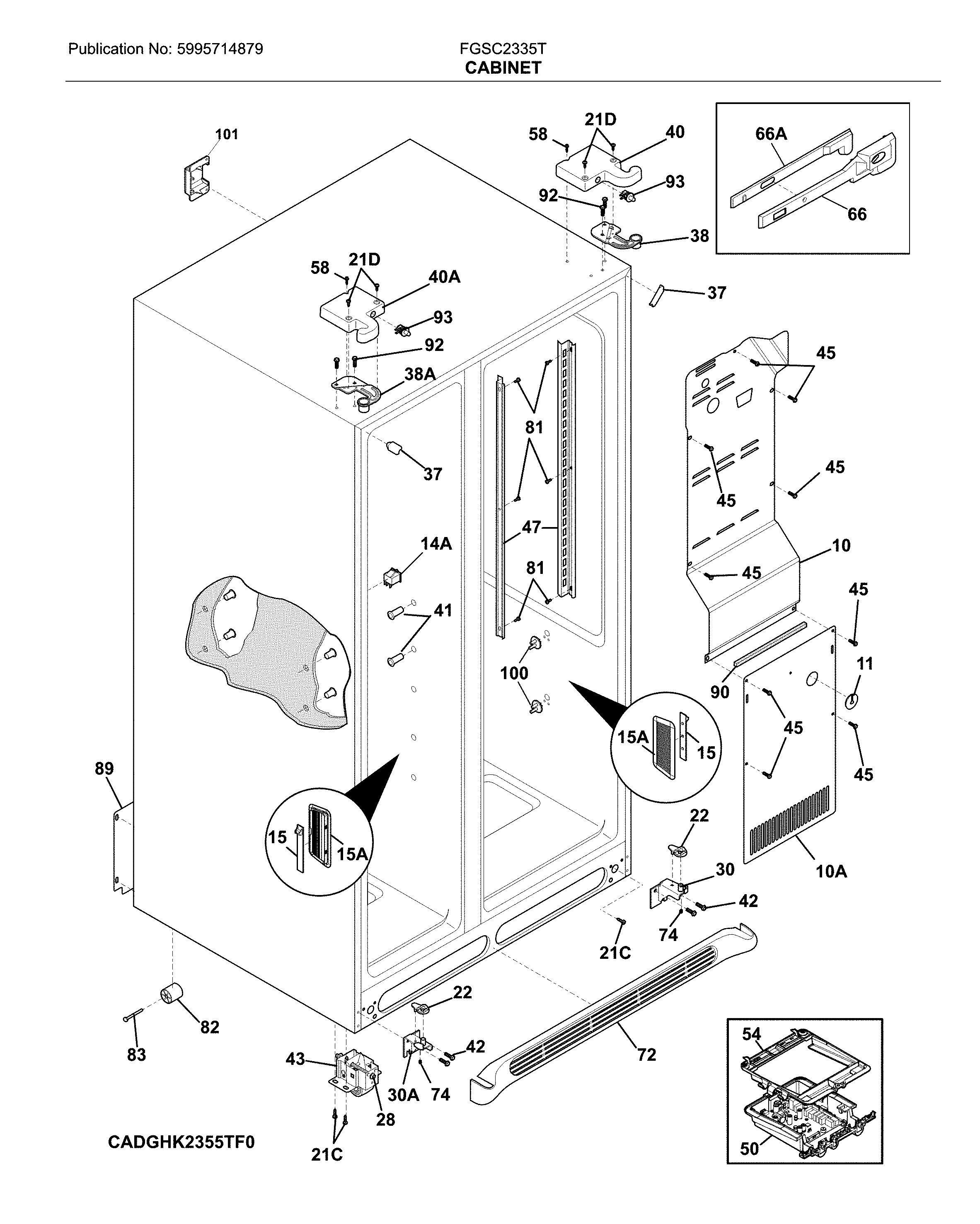 Frigidaire FGSC2335TD8 cabinet diagram