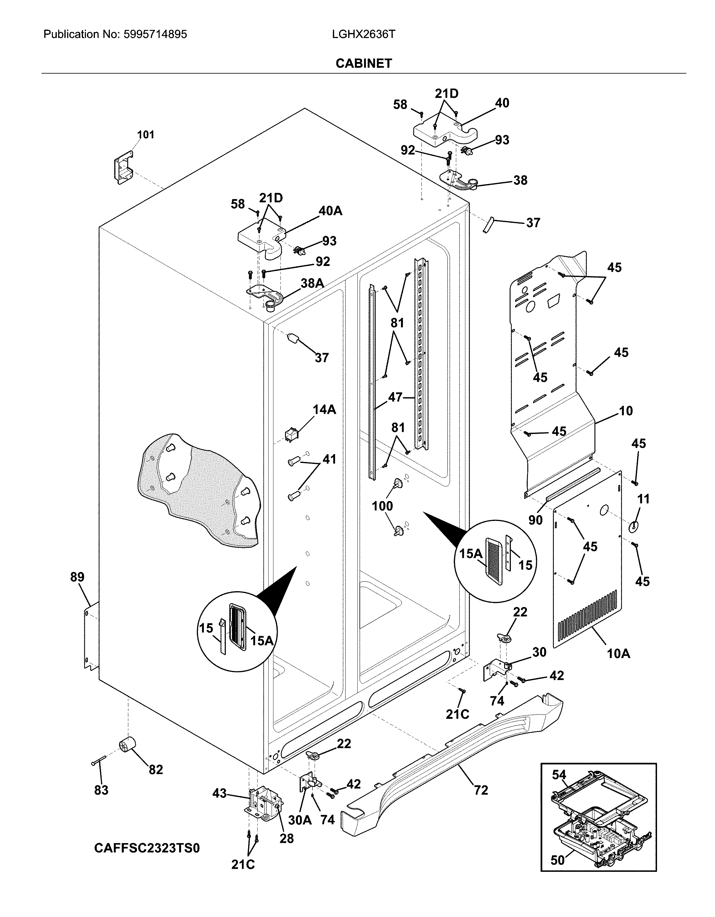 Frigidaire LGHX2636TD8 cabinet diagram