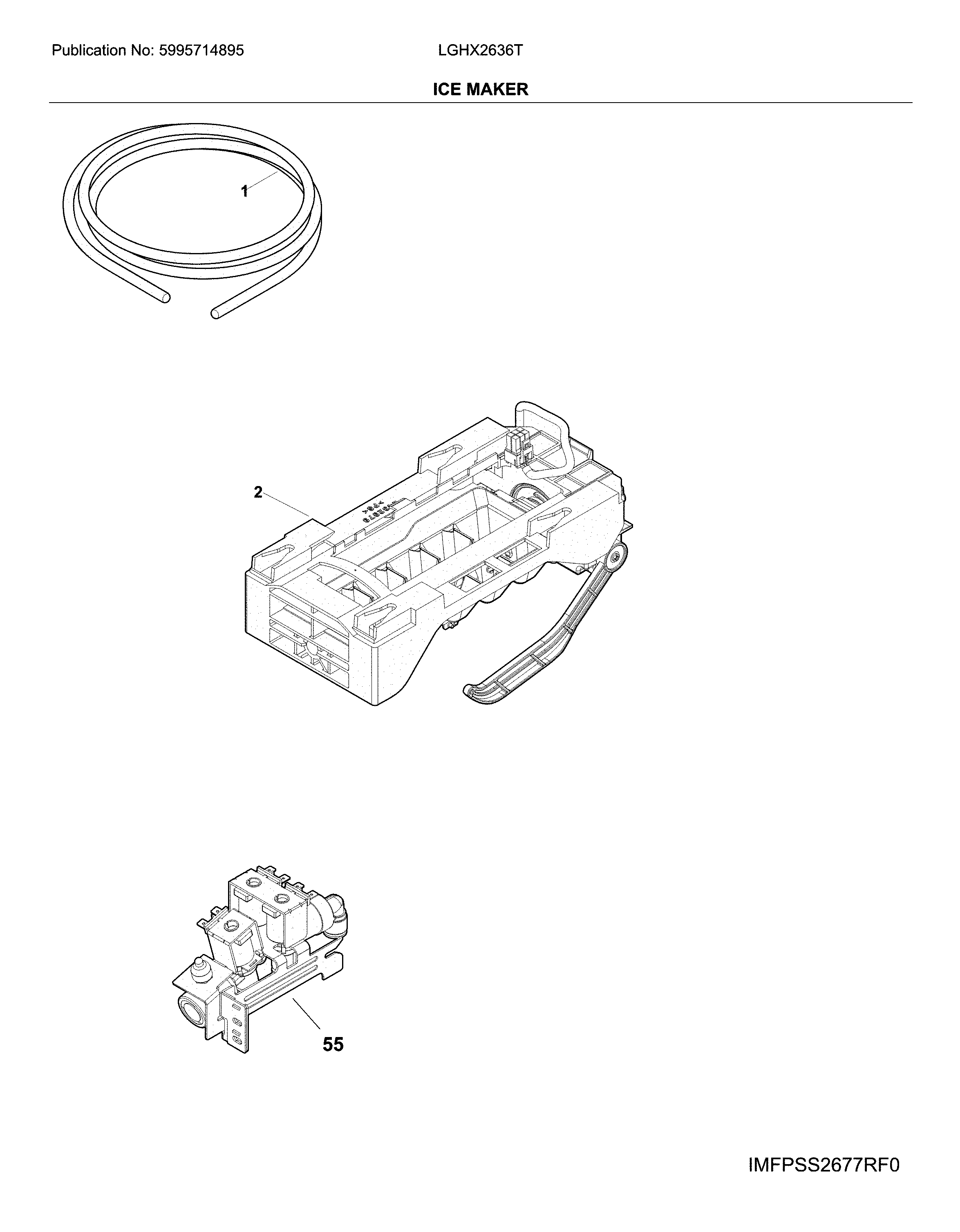 Frigidaire LGHX2636TD8 ice maker diagram