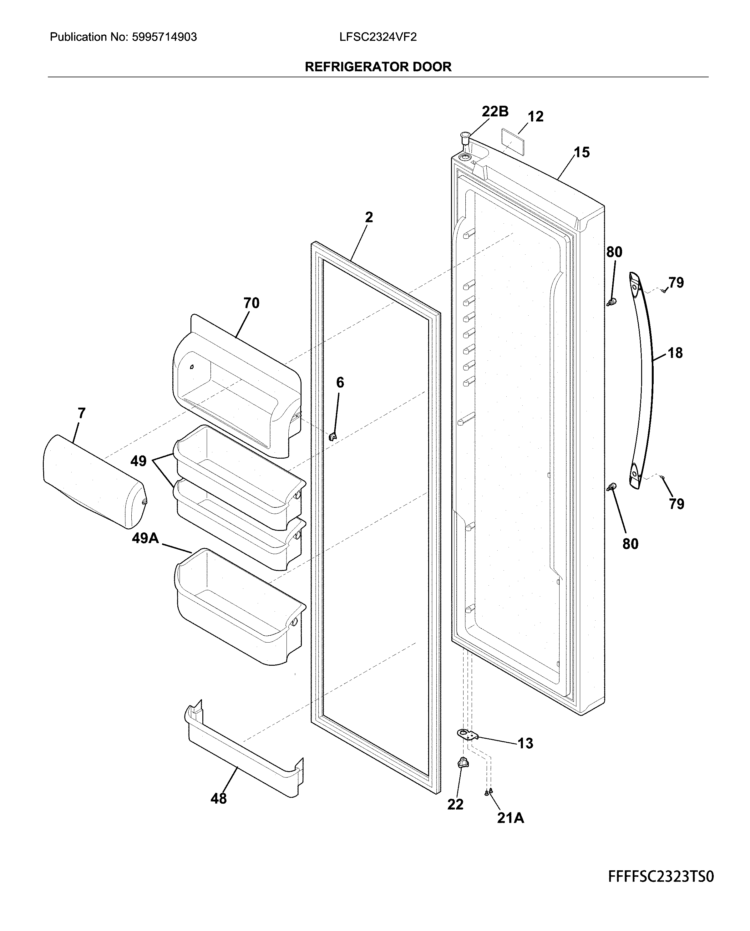 Frigidaire LFSC2324VF2 fresh food door diagram