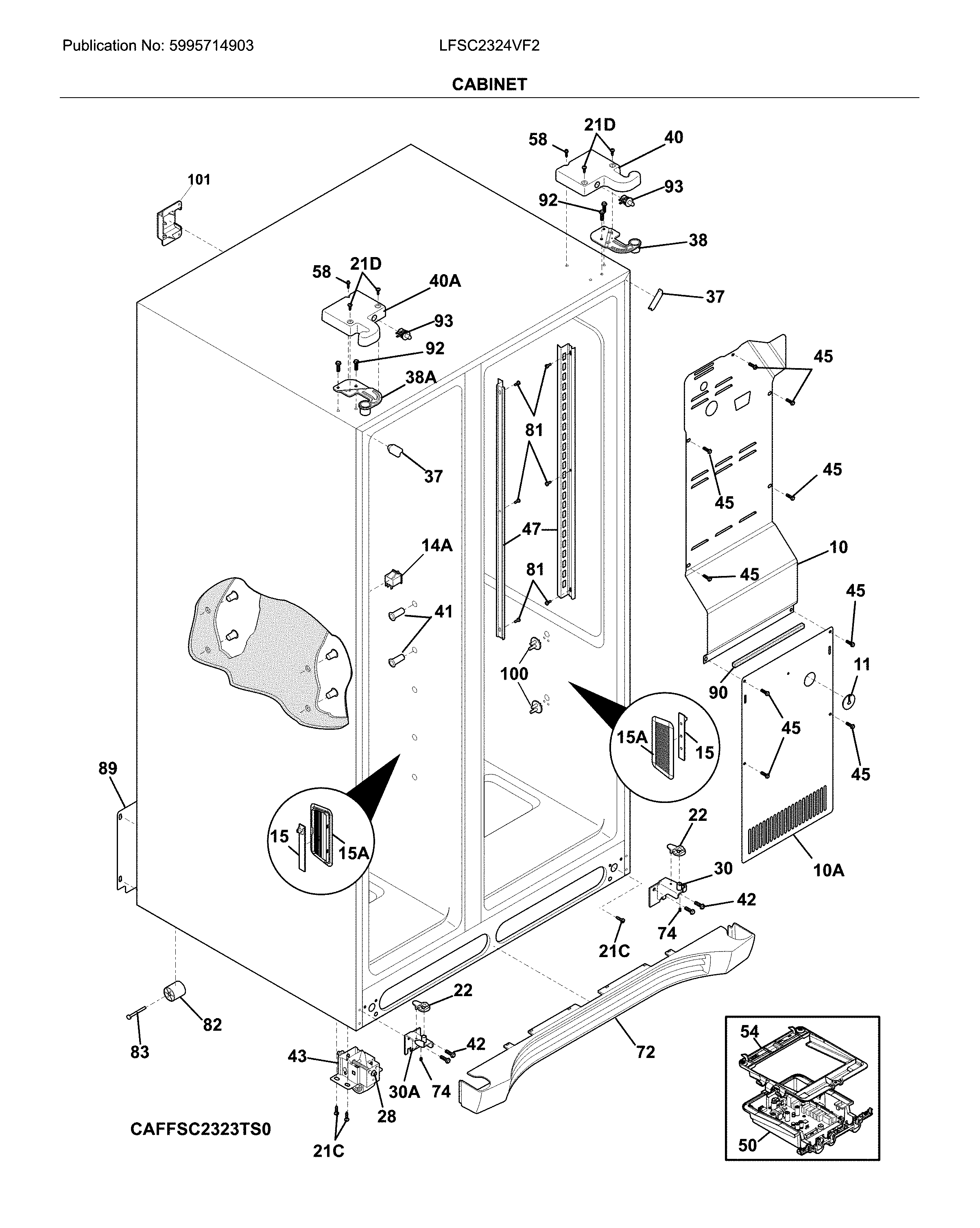 Frigidaire LFSC2324VF2 cabinet diagram