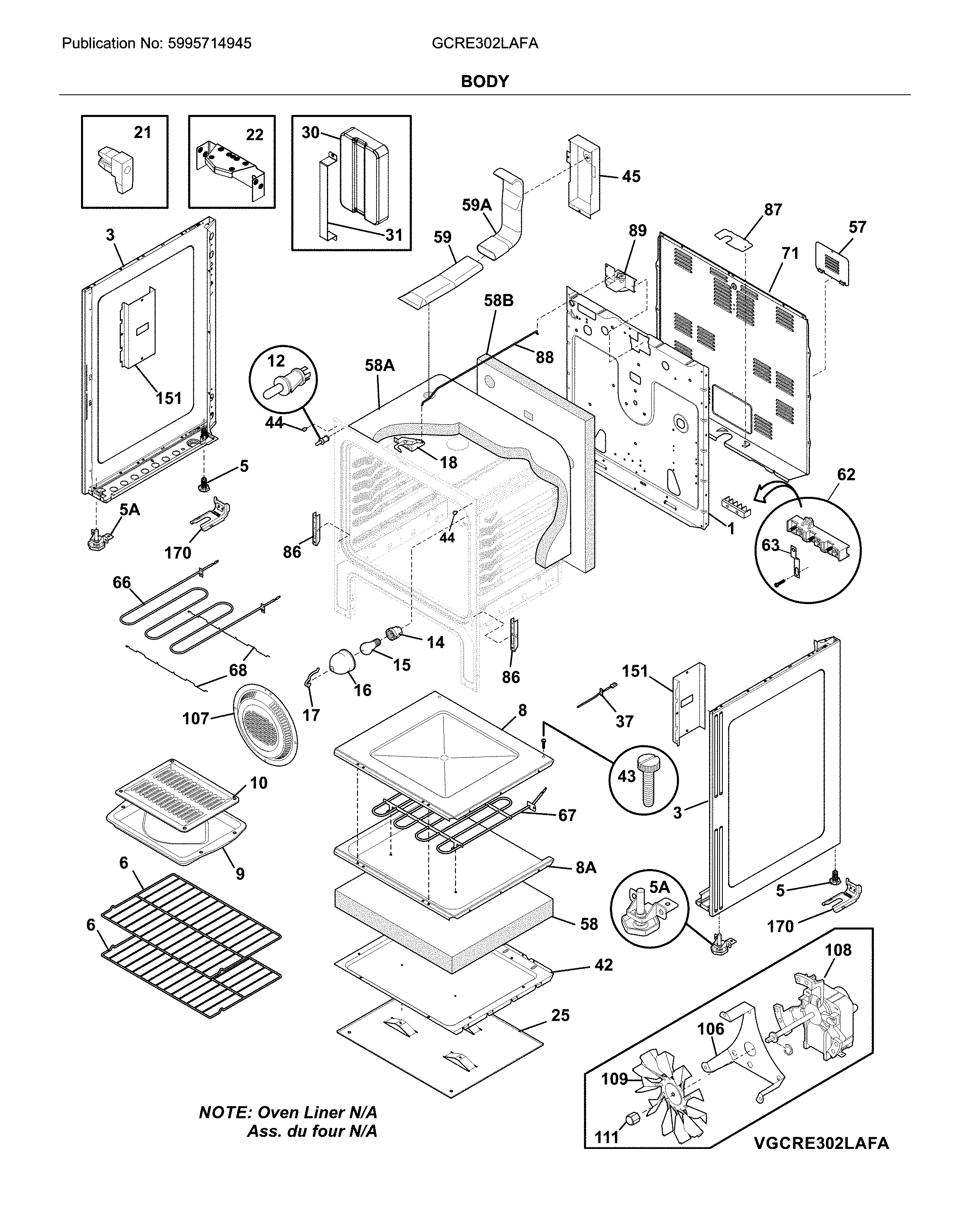 Frigidaire GCRE302LAFA body diagram