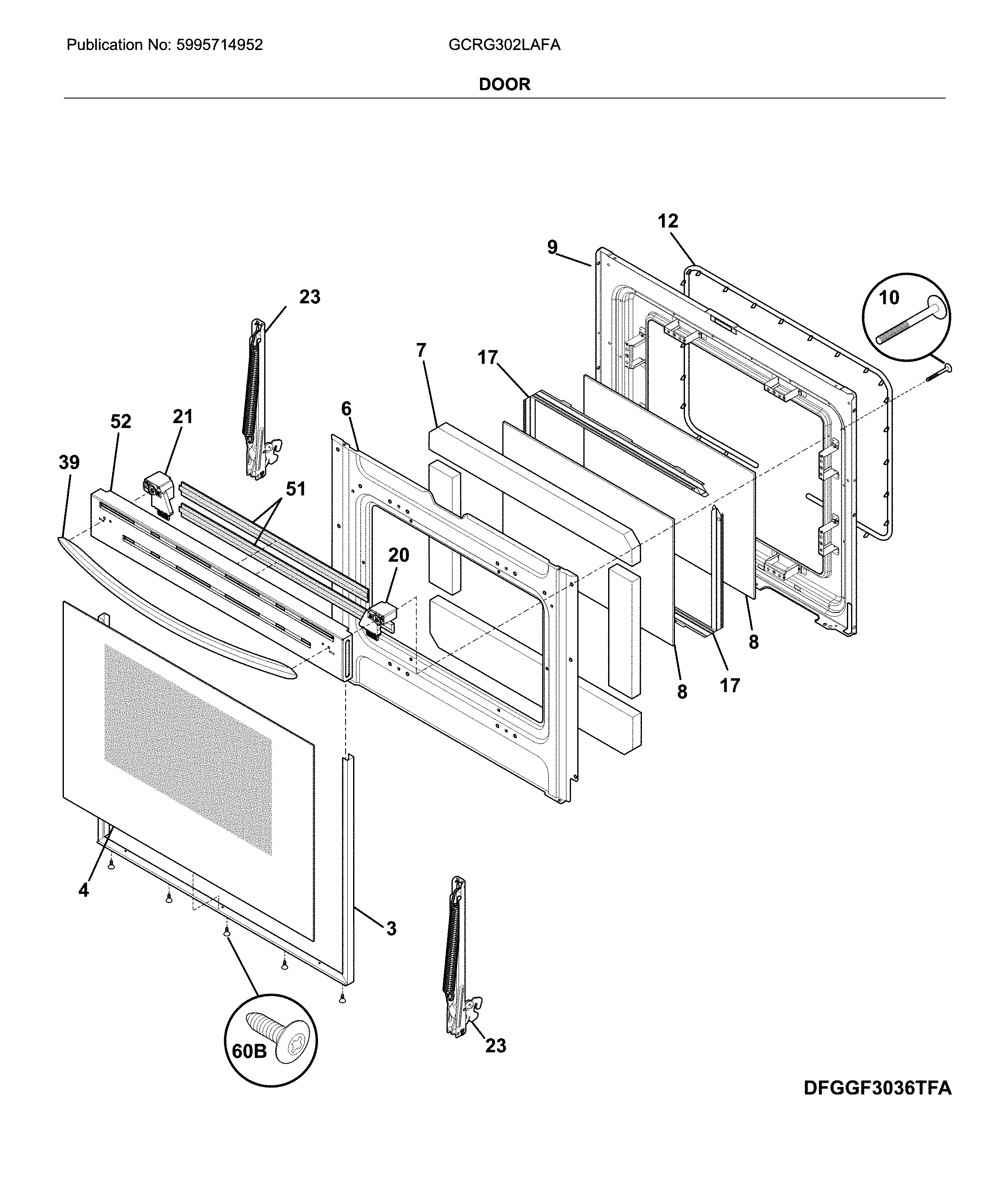 Frigidaire GCRG302LAFA door diagram