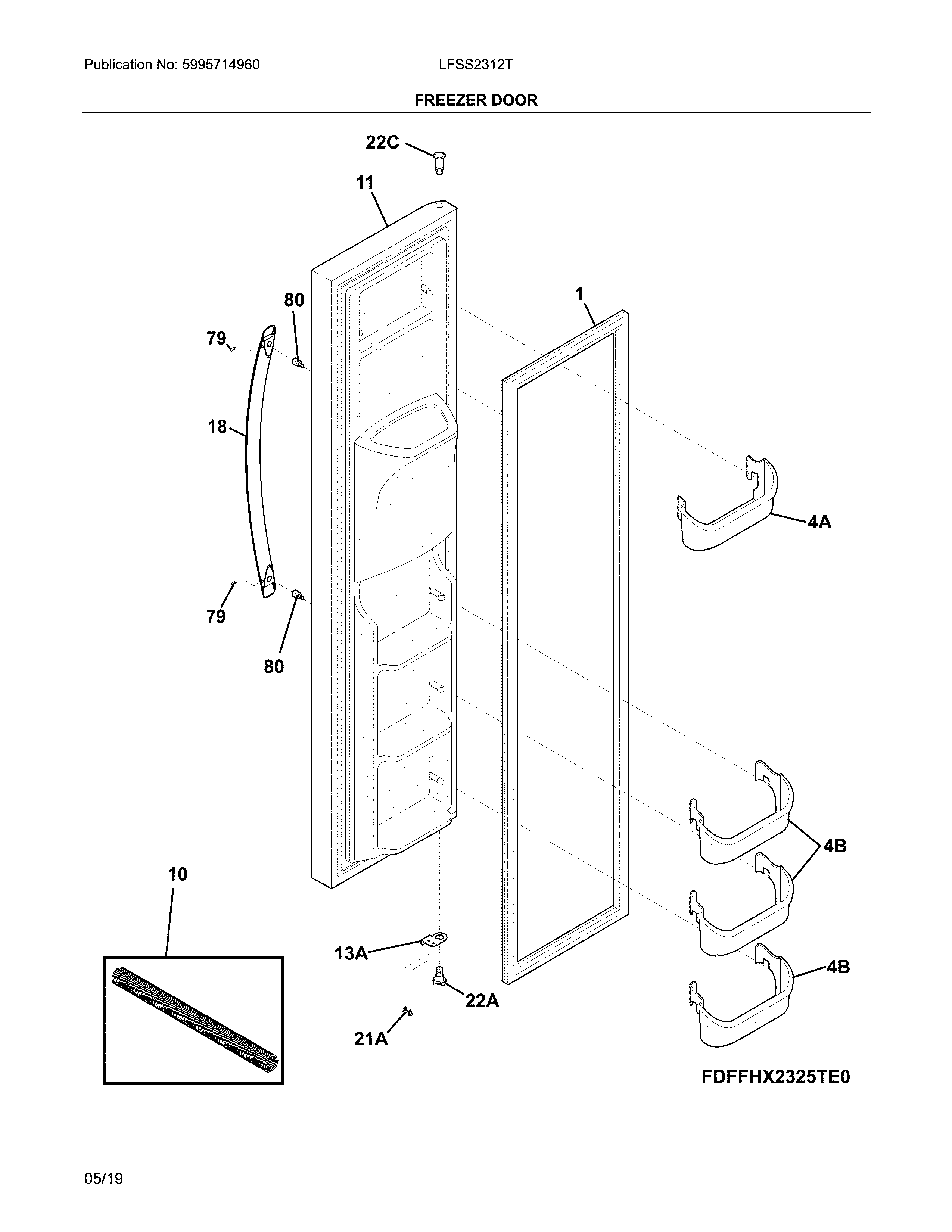 Frigidaire LFSS2312TF1 freezer door diagram