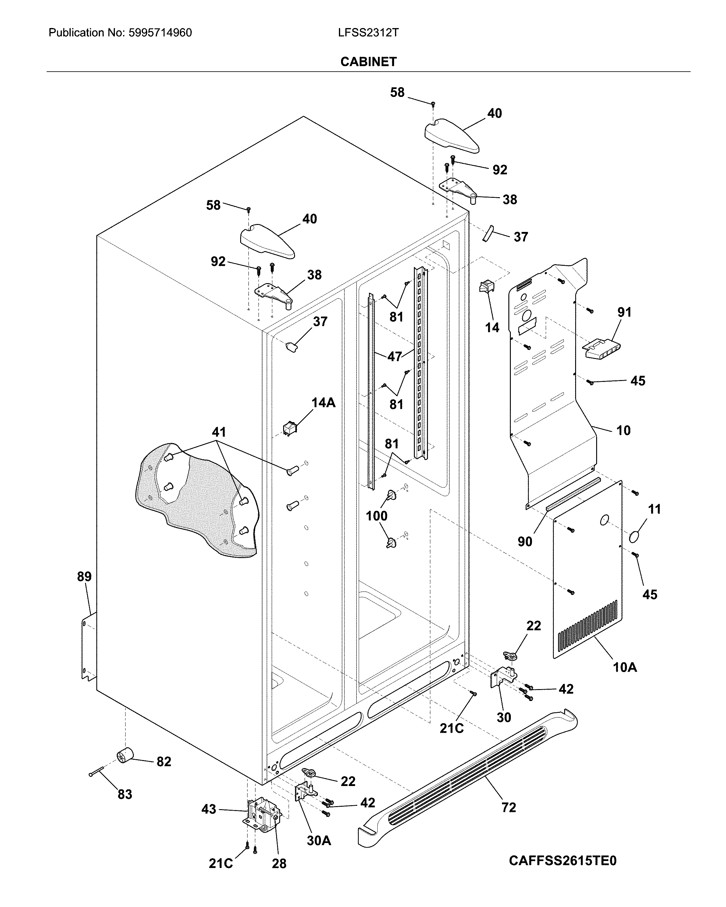 Frigidaire LFSS2312TF1 cabinet diagram