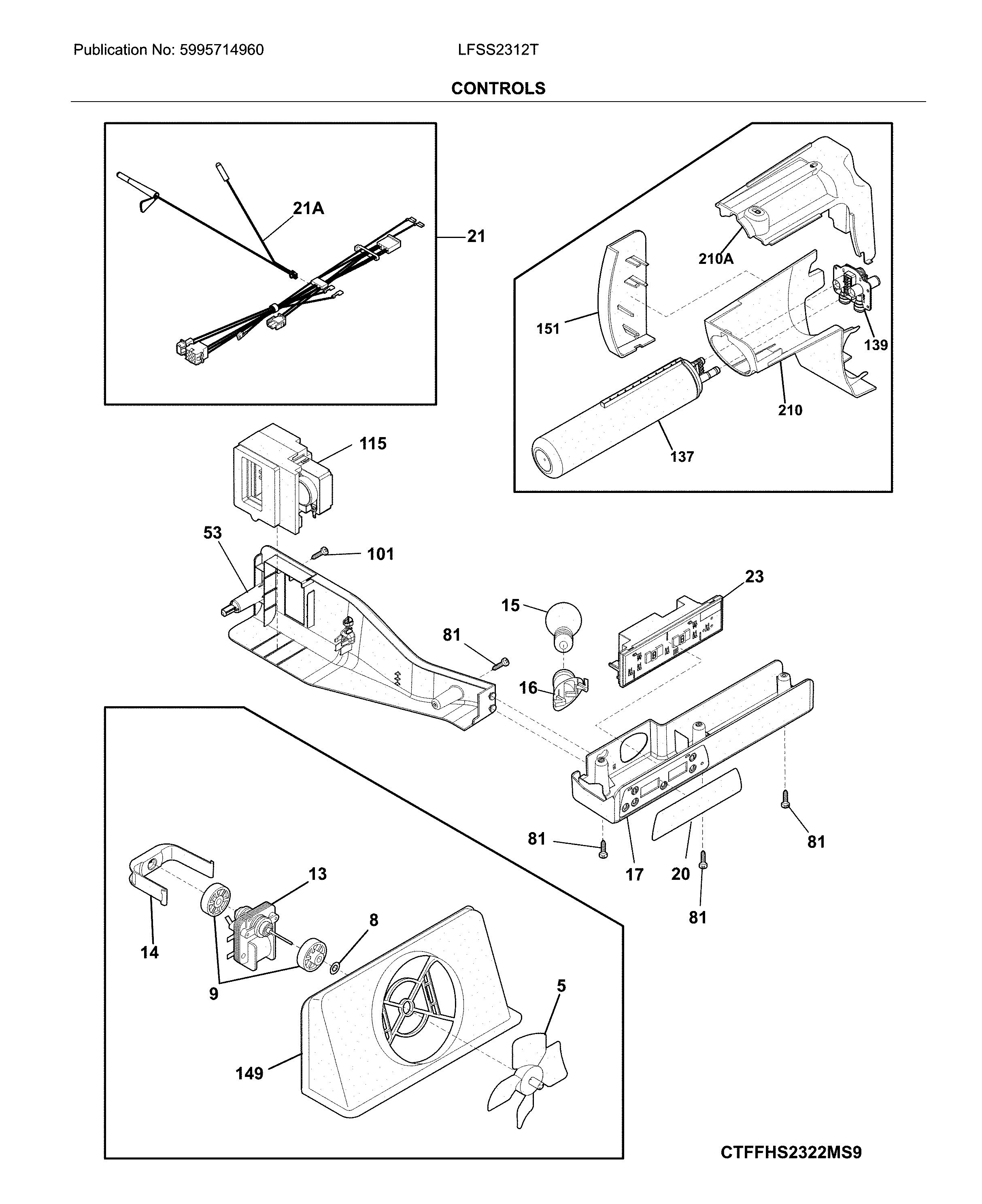 Frigidaire LFSS2312TF1 control diagram