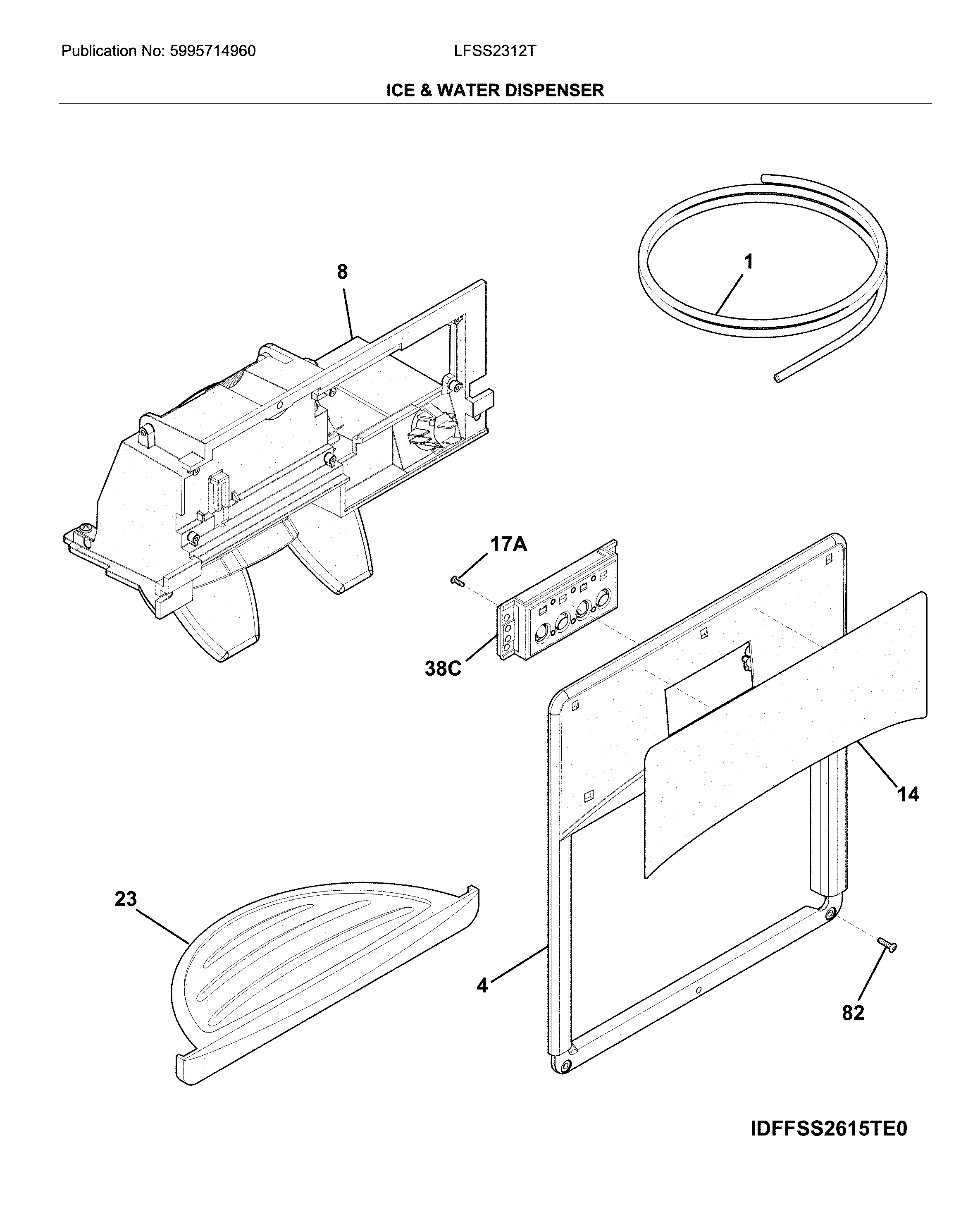 Frigidaire LFSS2312TF1 dispenser diagram