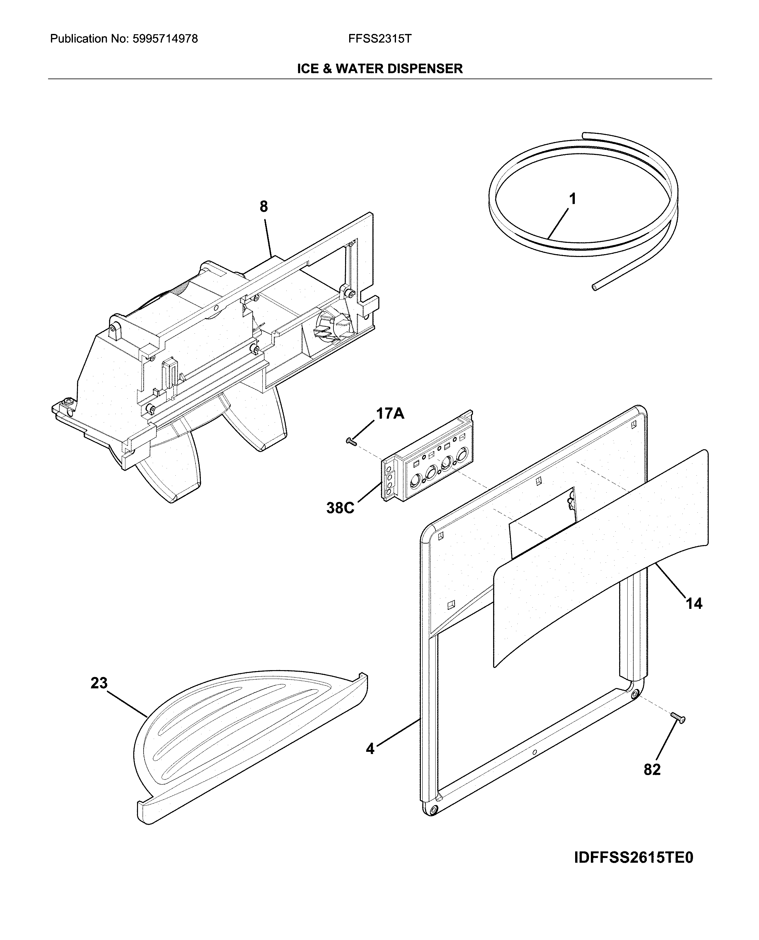 Frigidaire FFSS2315TE1 dispenser diagram