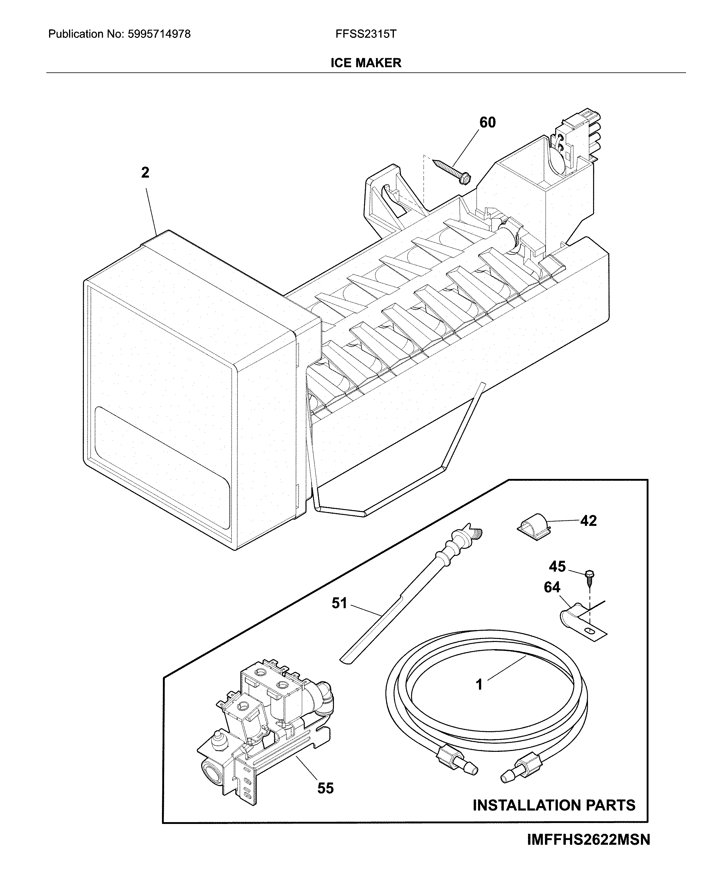 Frigidaire FFSS2315TE1 ice maker diagram