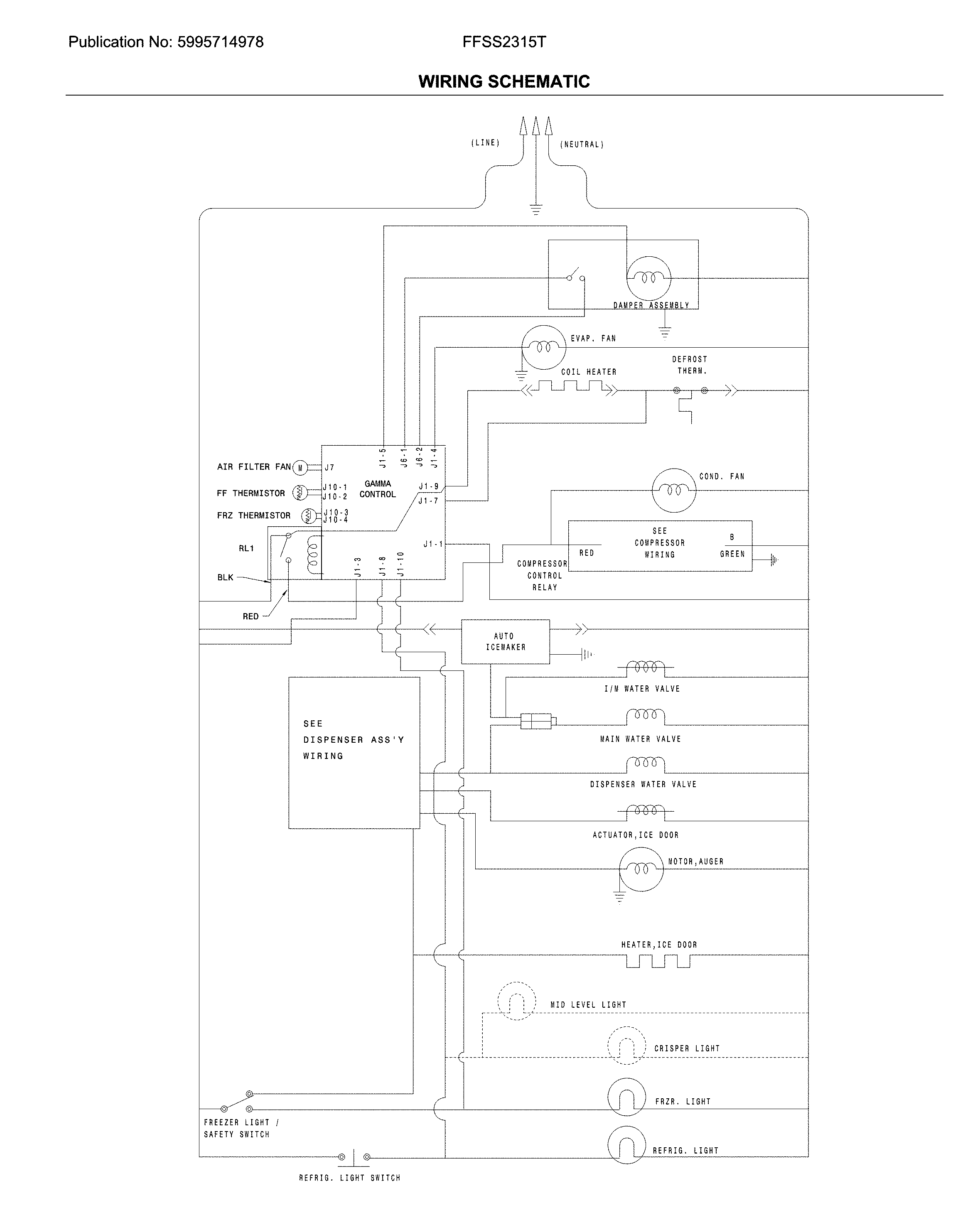 Frigidaire FFSS2315TE1 wiring schematic diagram