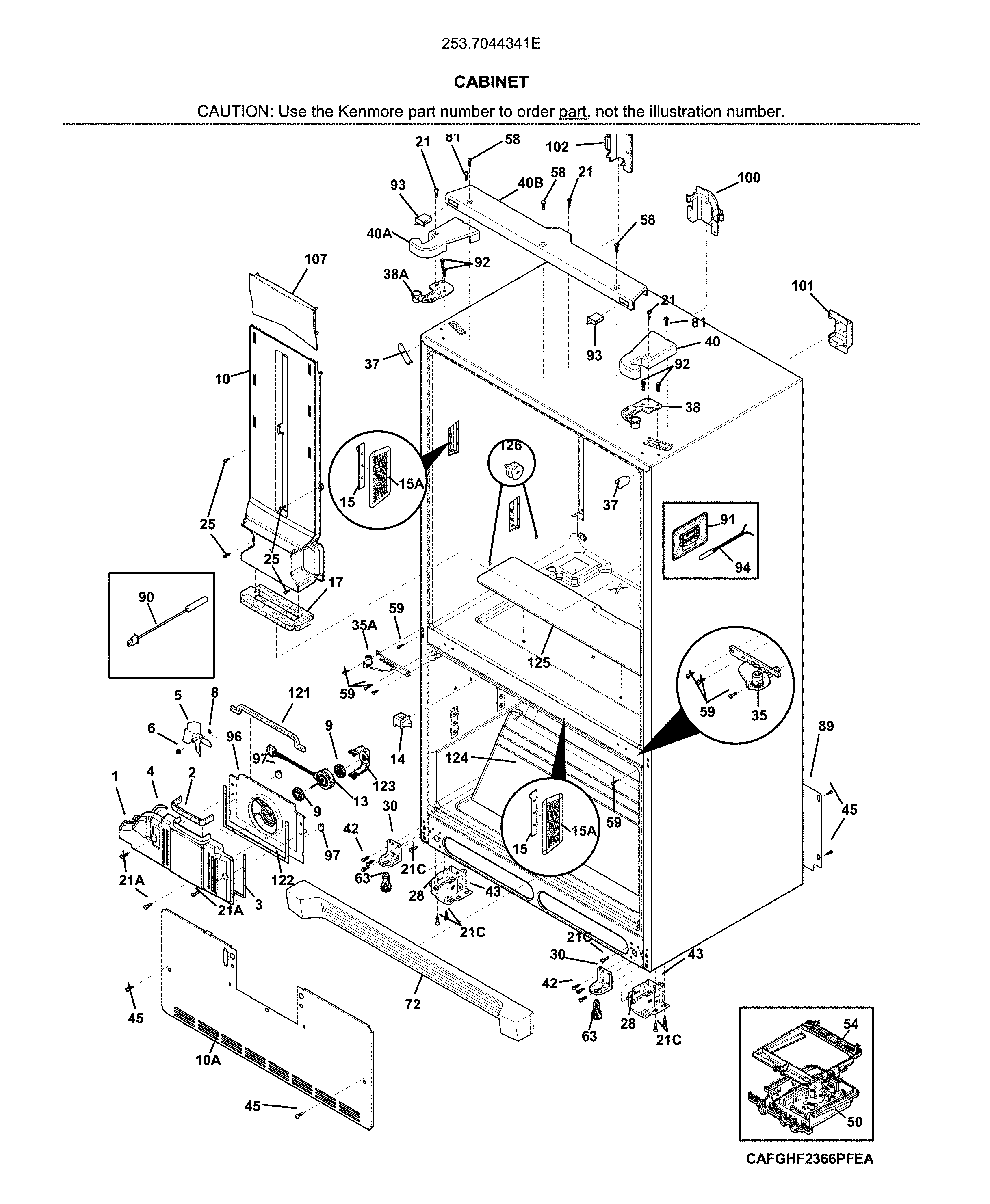 Kenmore 2537044341E cabinet diagram