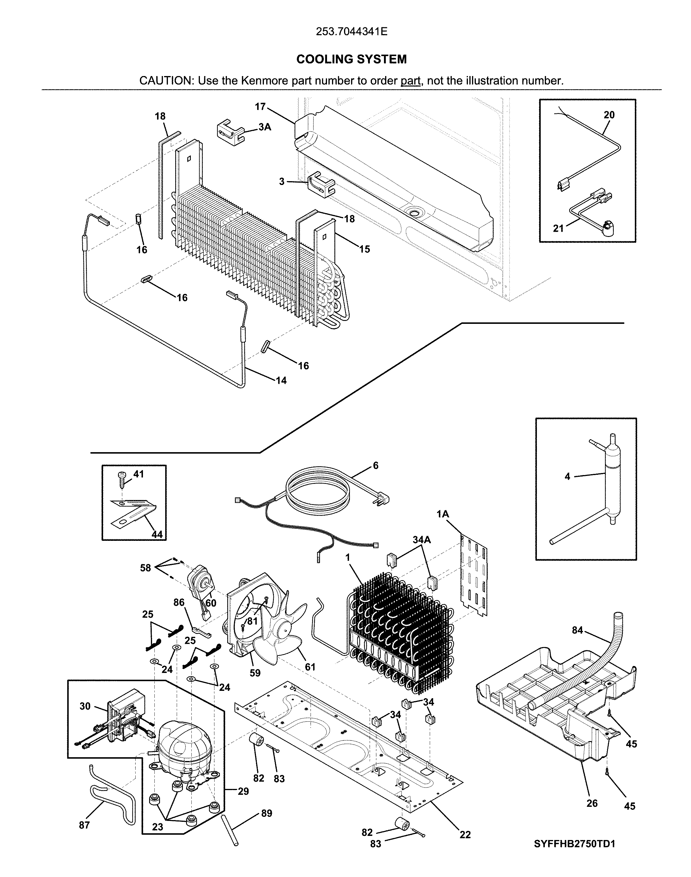 Kenmore 2537044341E cooling system diagram