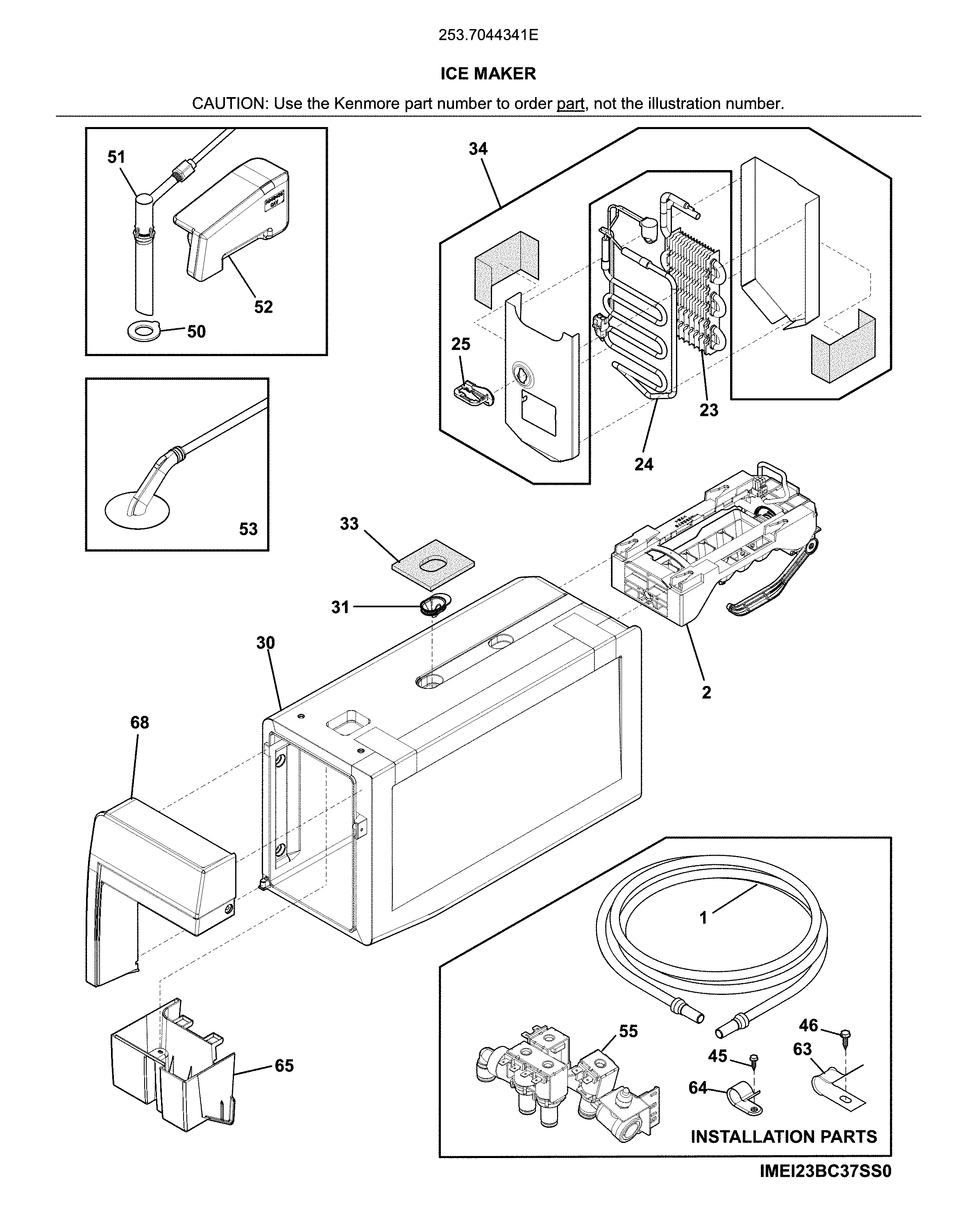 Kenmore 2537044341E ice maker diagram