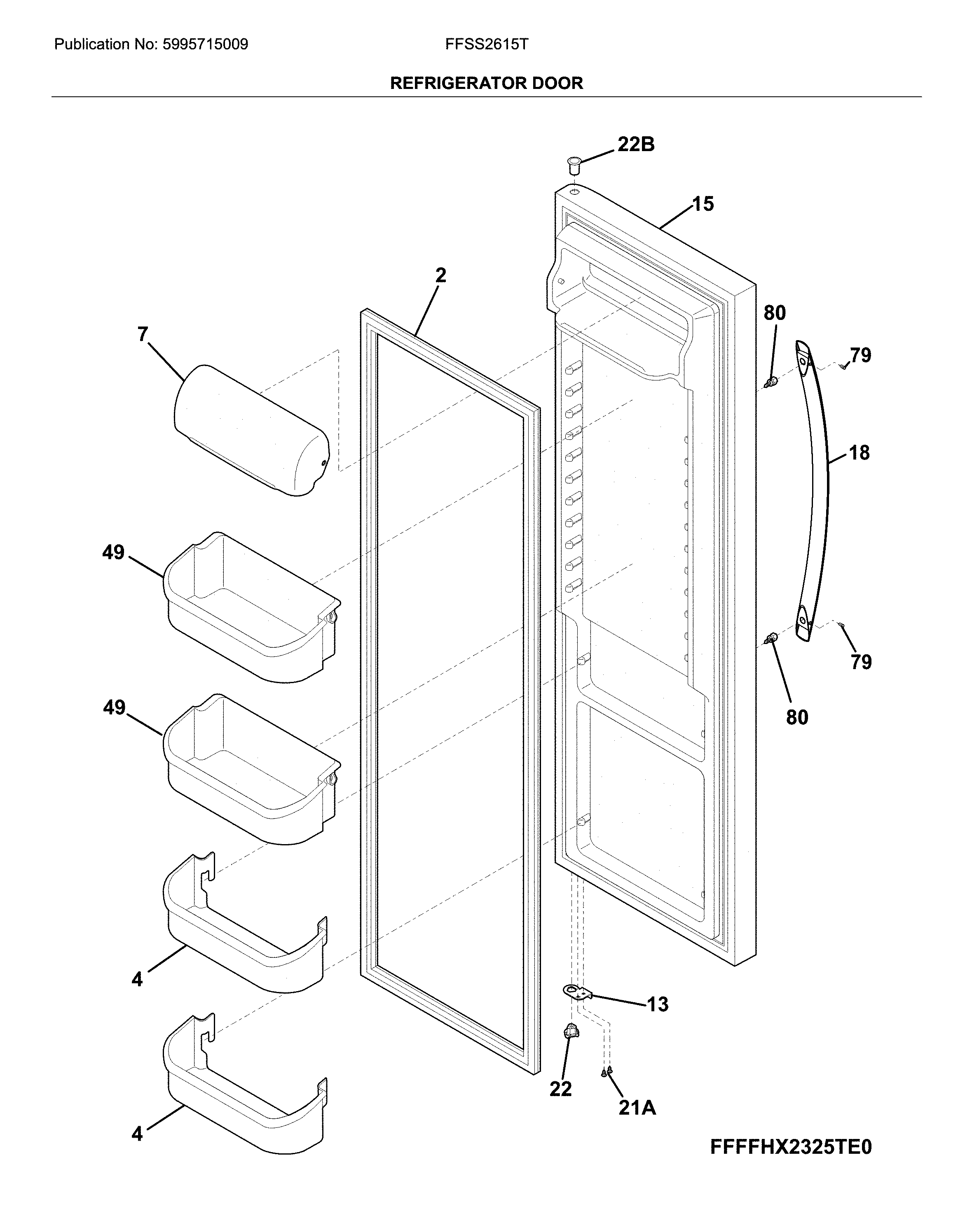Frigidaire FFSS2615TD1 refrigerator door diagram