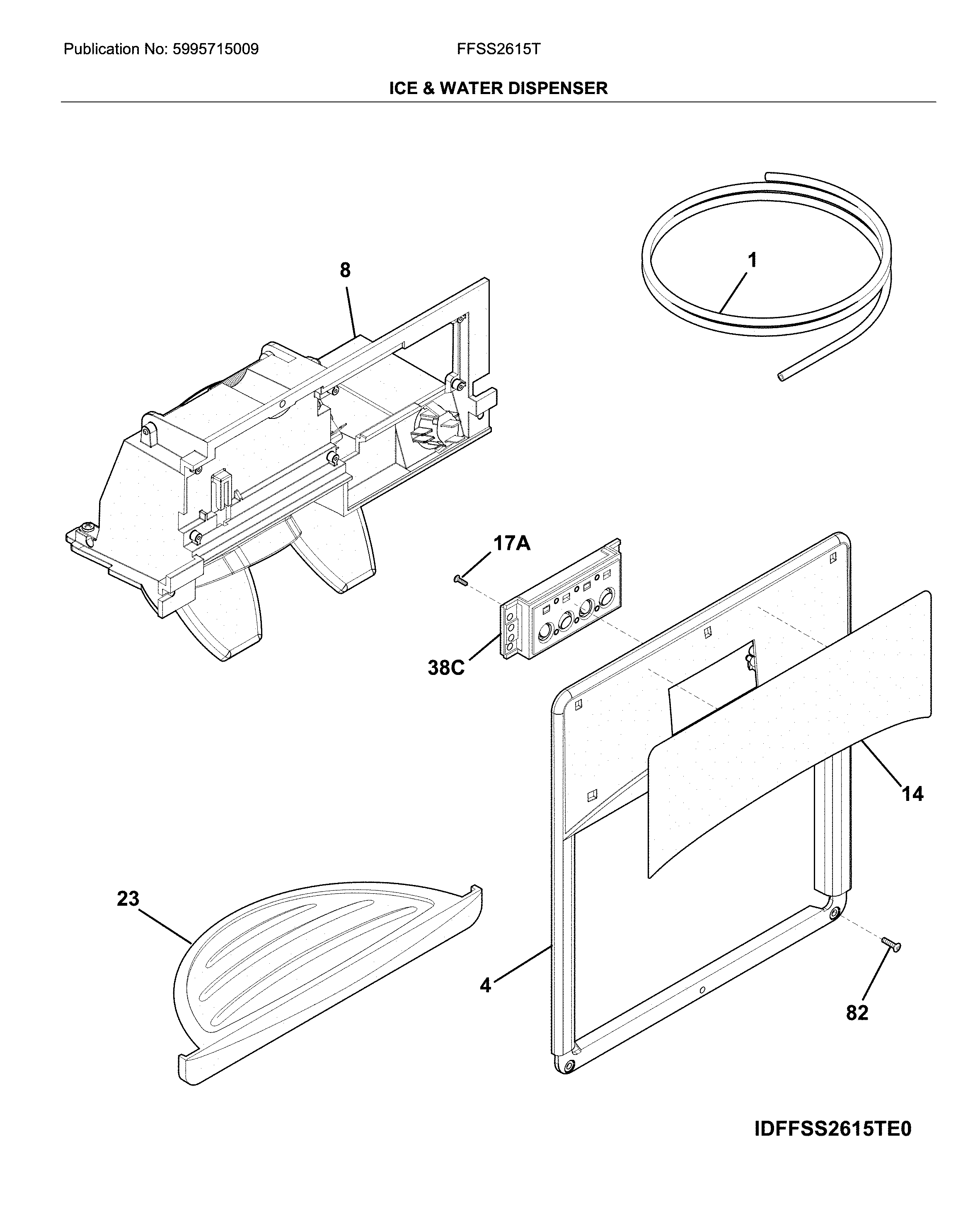Frigidaire FFSS2615TD1 ice & water dispenser diagram