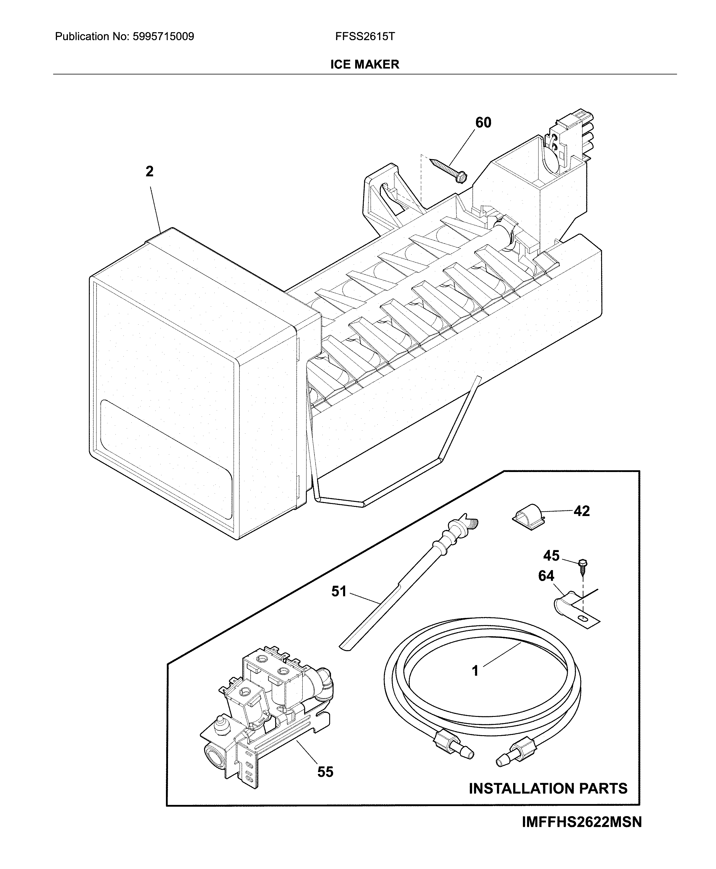 Frigidaire FFSS2615TD1 ice maker diagram