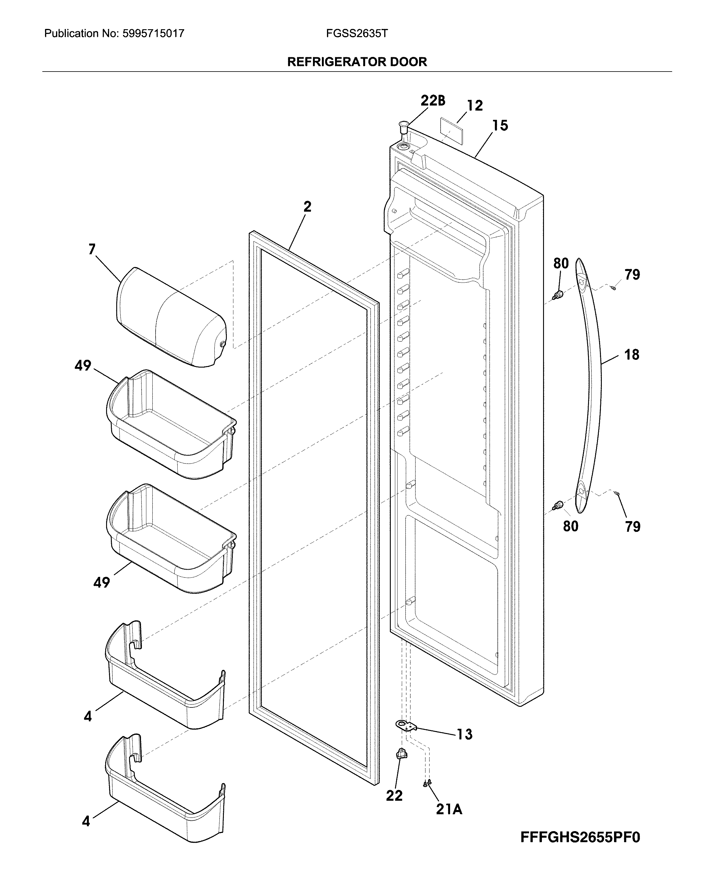 Frigidaire FGSS2635TF7 fresh food door diagram