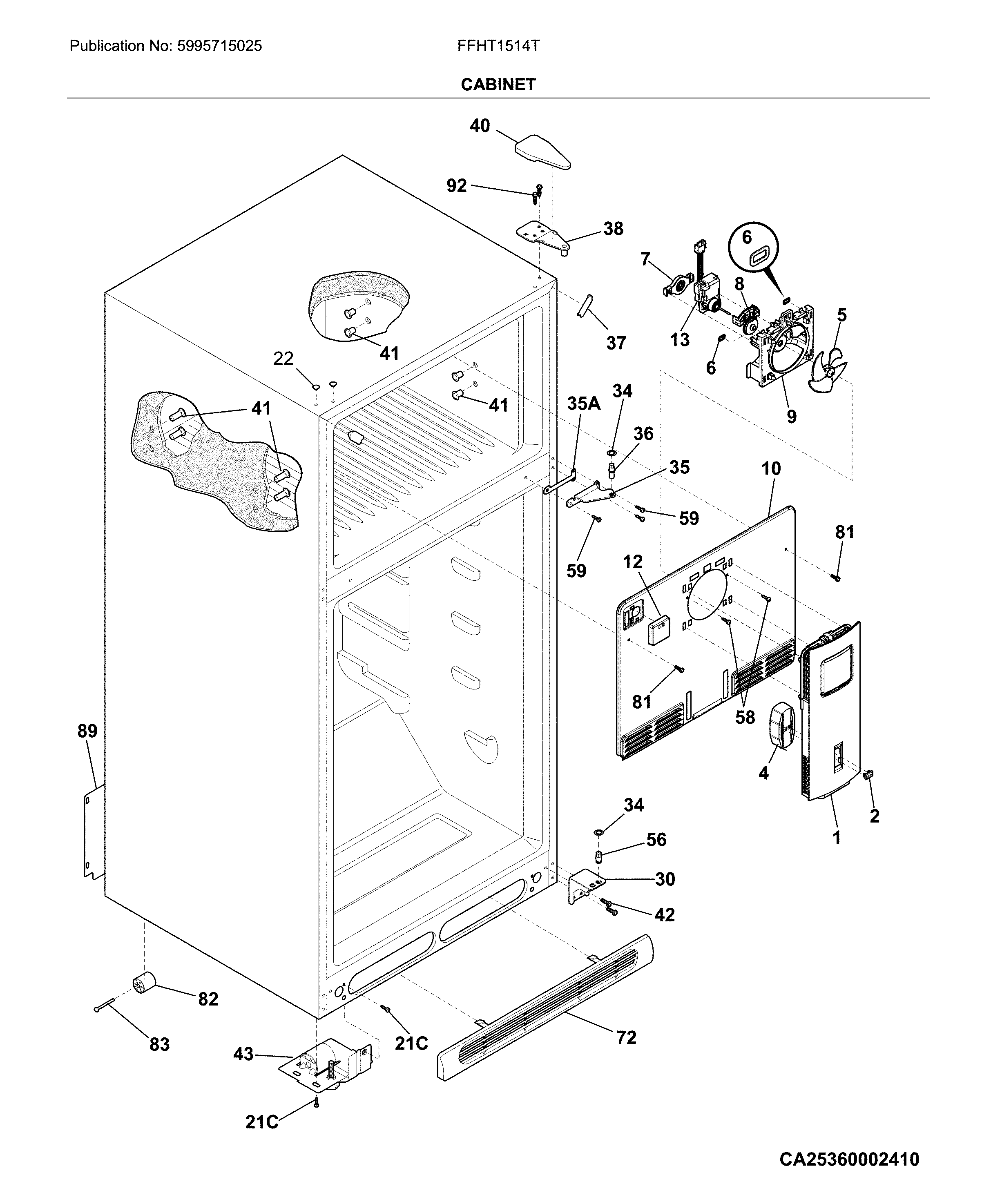 Frigidaire FFHT1514TS4 cabinet diagram