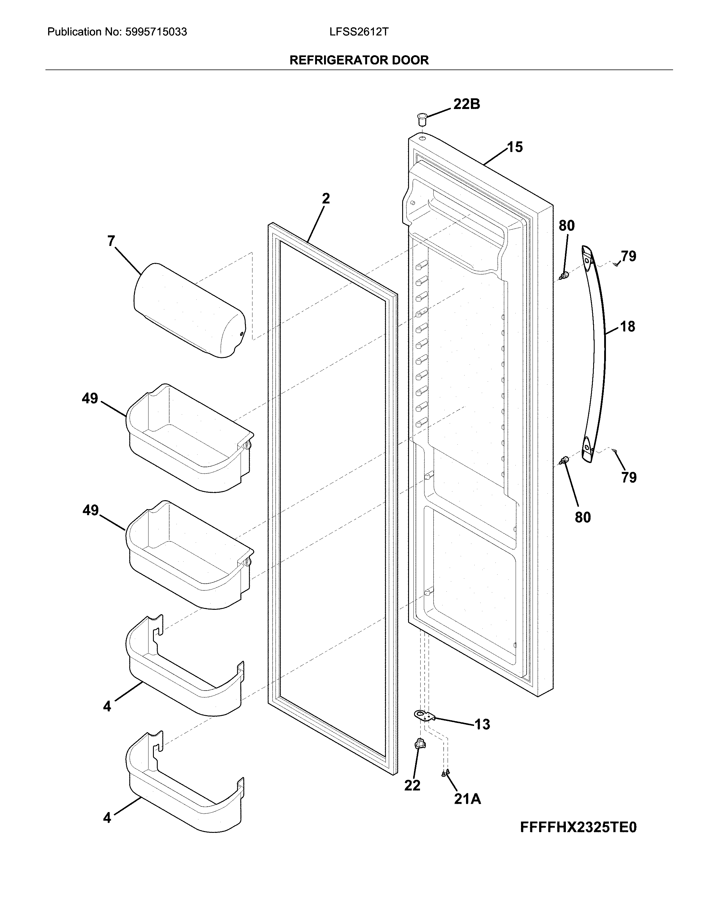 Frigidaire LFSS2612TE1 fressh food door diagram