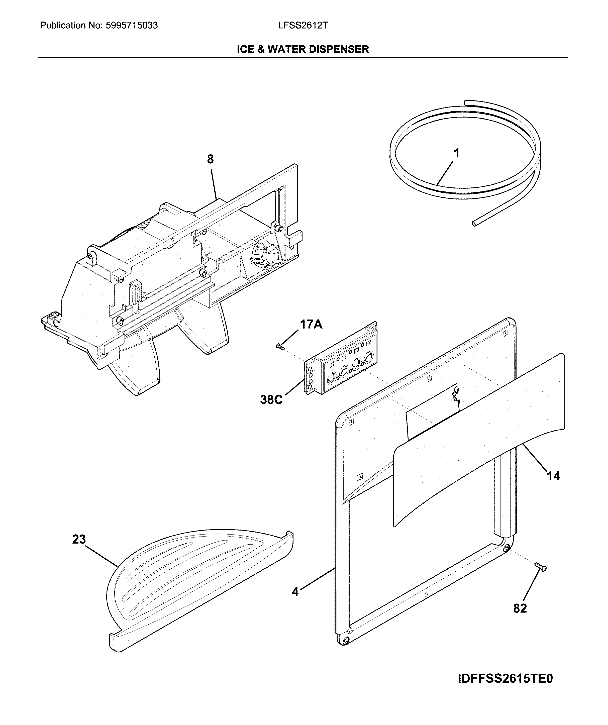 Frigidaire LFSS2612TE1 dispenser diagram