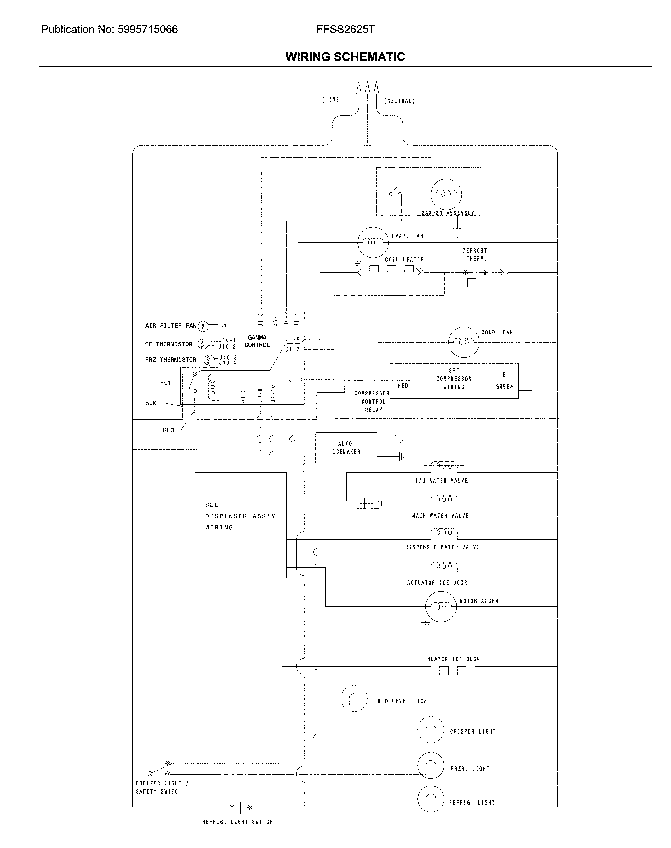 Frigidaire FFSS2625TE1 wiring schematic diagram