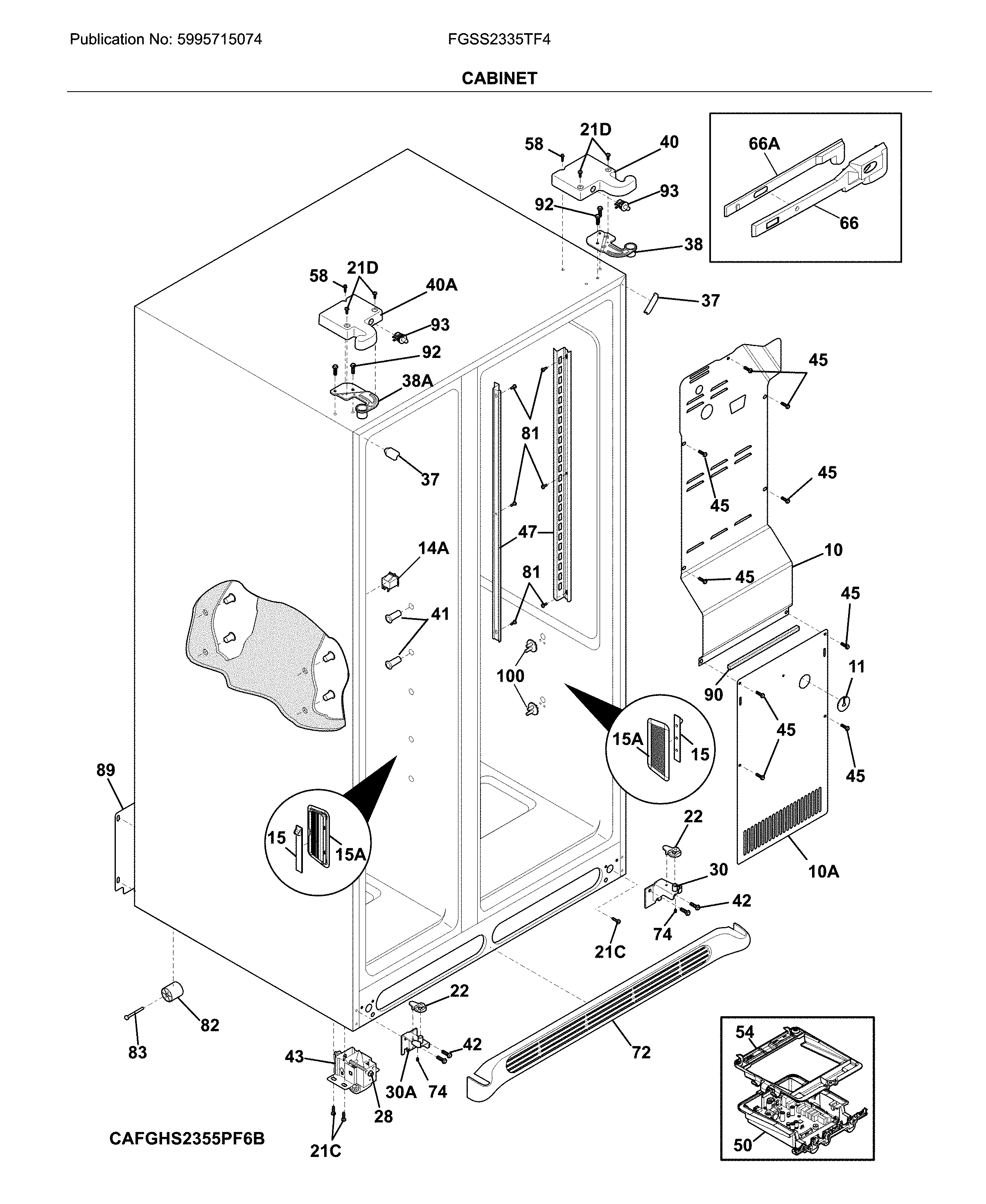 Frigidaire FGSS2335TF4 cabinet diagram