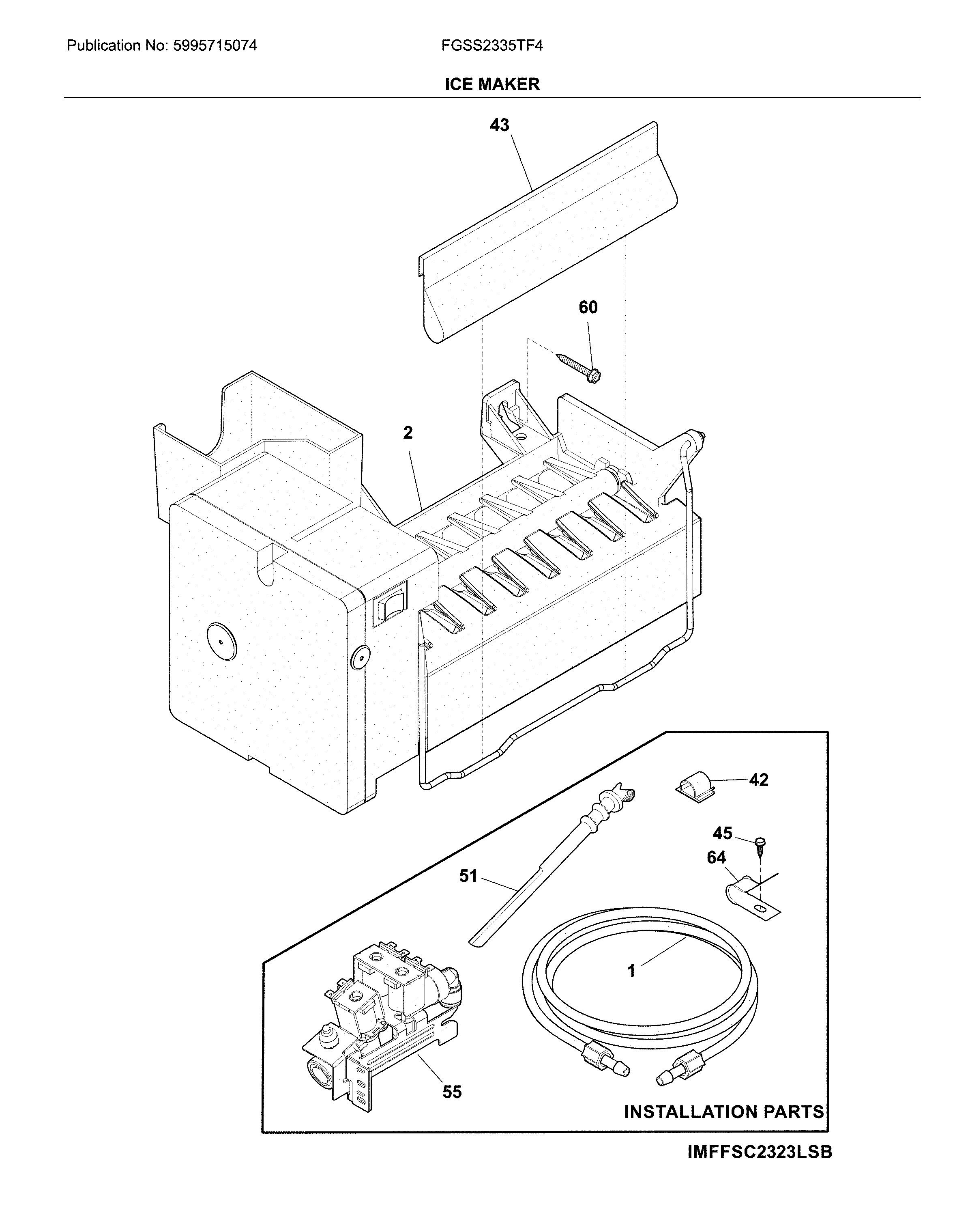 Frigidaire FGSS2335TF4 ice maker diagram