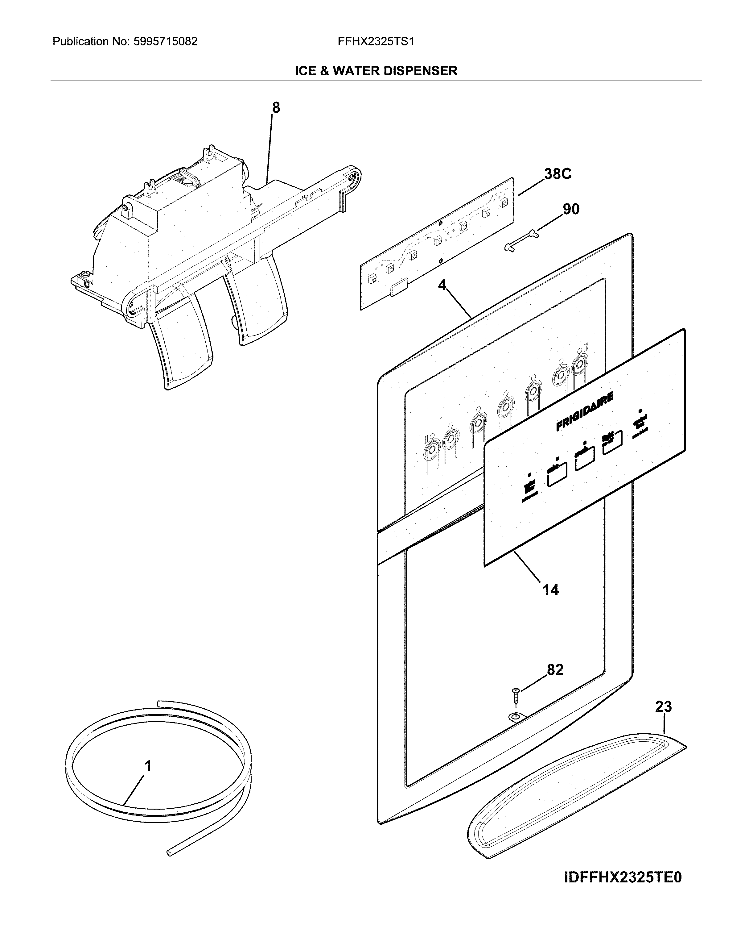 Frigidaire FFHX2325TS1 dispenser diagram