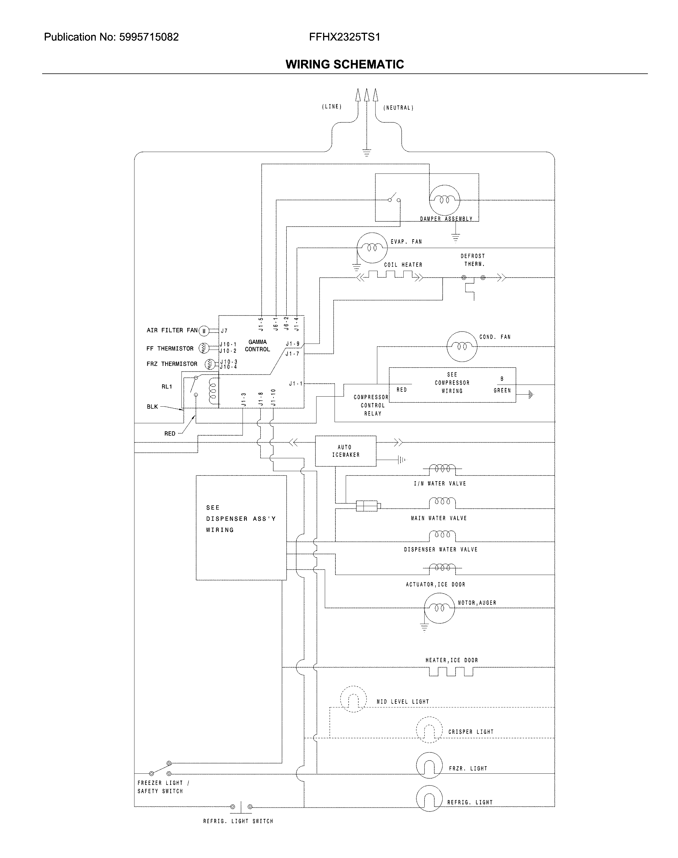 Frigidaire FFHX2325TS1 wiring schematic diagram