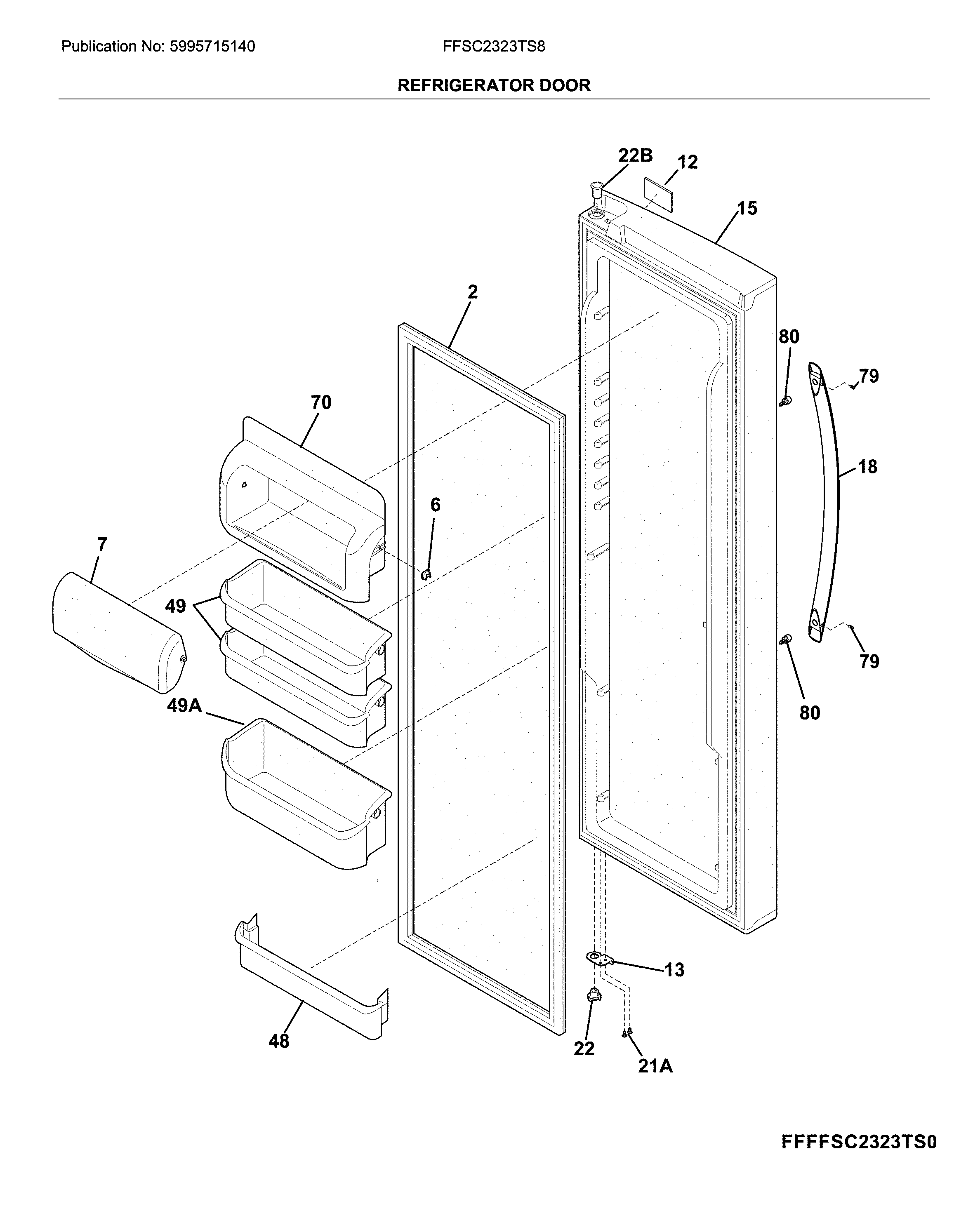 Frigidaire FFSC2323TS8 refrigerator door diagram