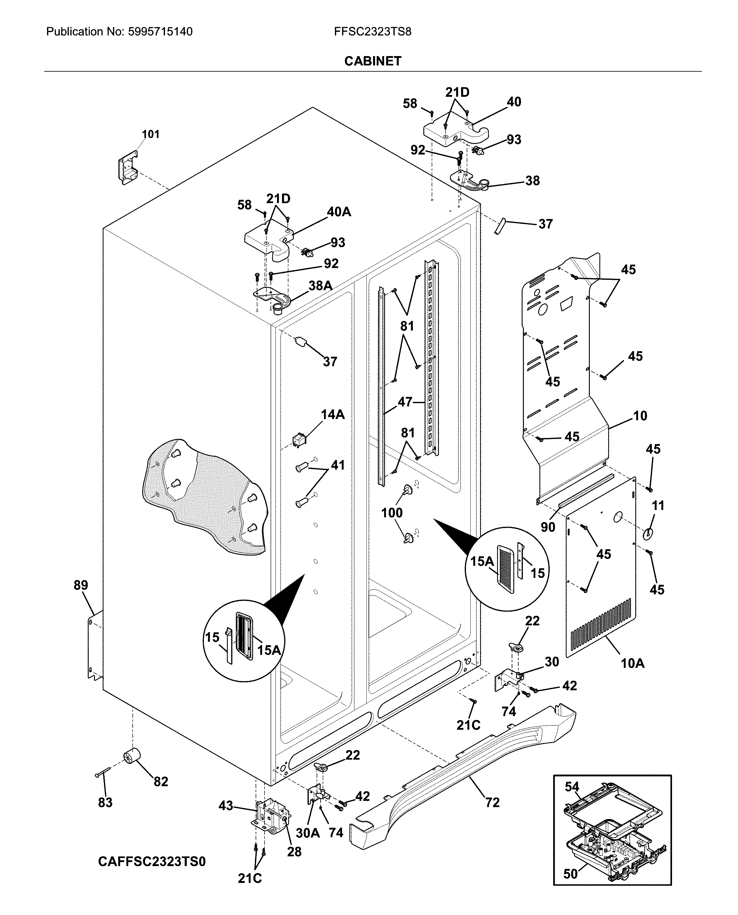 Frigidaire FFSC2323TS8 cabinet diagram