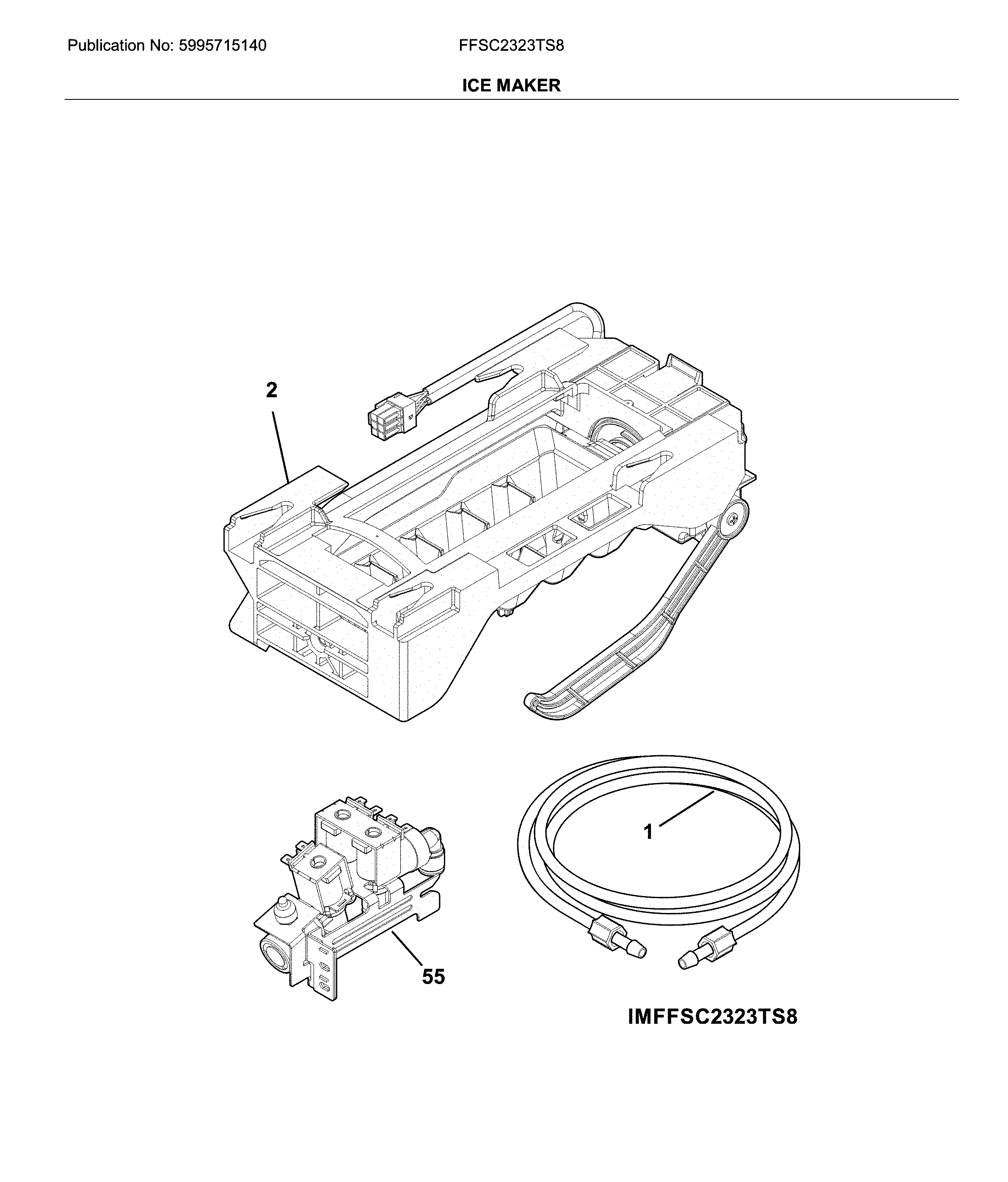 Frigidaire FFSC2323TS8 ice maker diagram