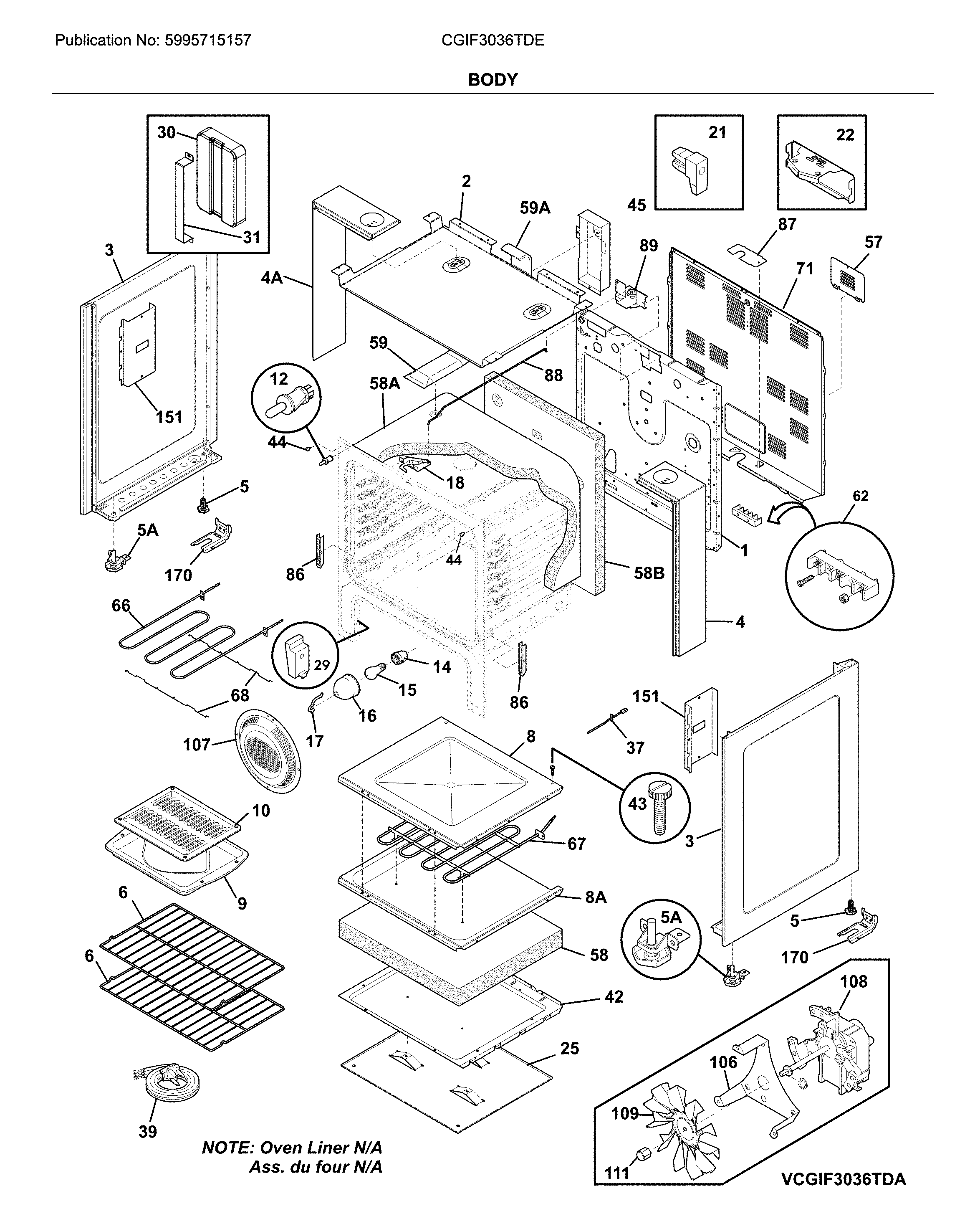 Frigidaire CGIF3036TDE body diagram
