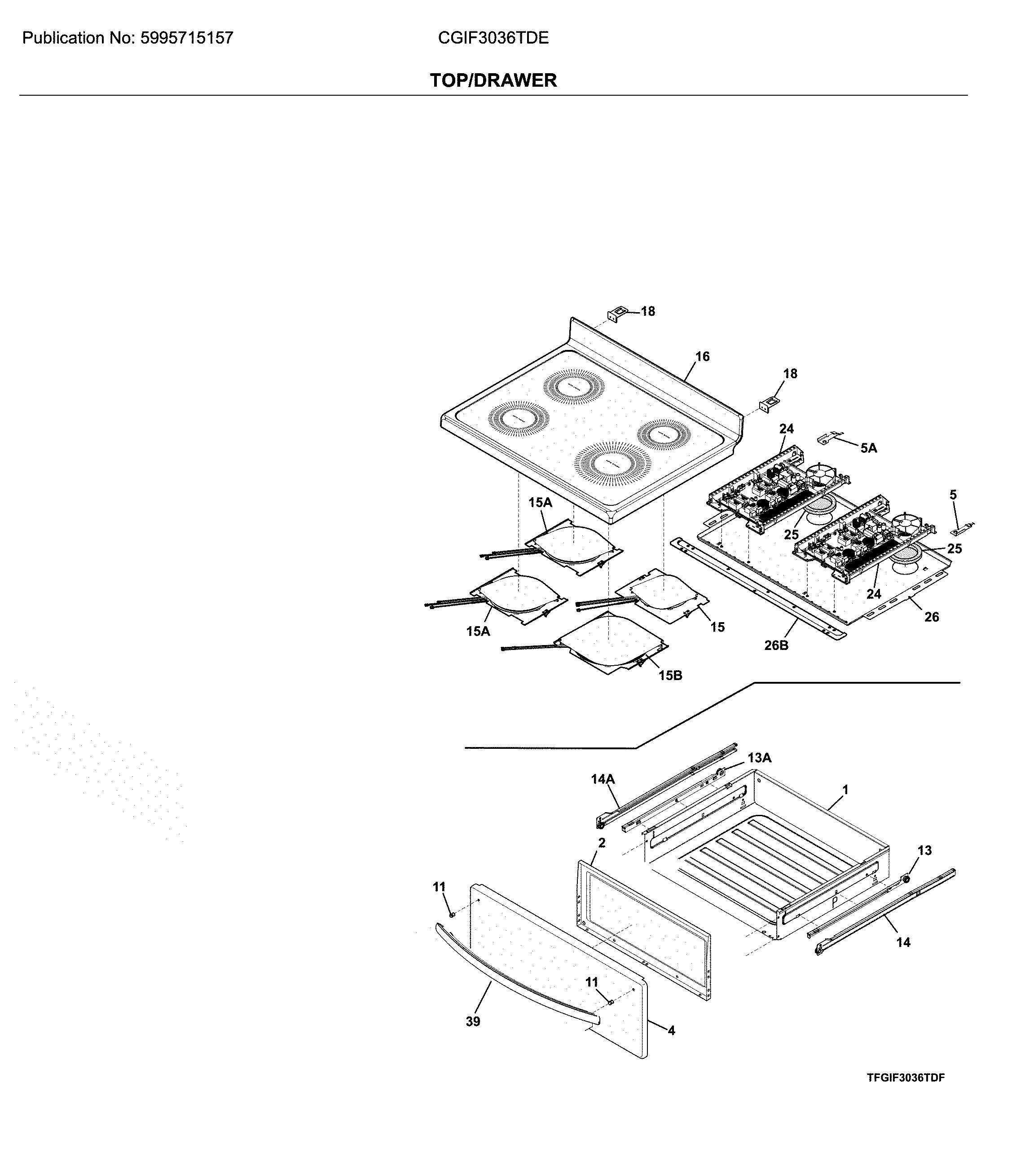 Frigidaire CGIF3036TDE top/drawer diagram